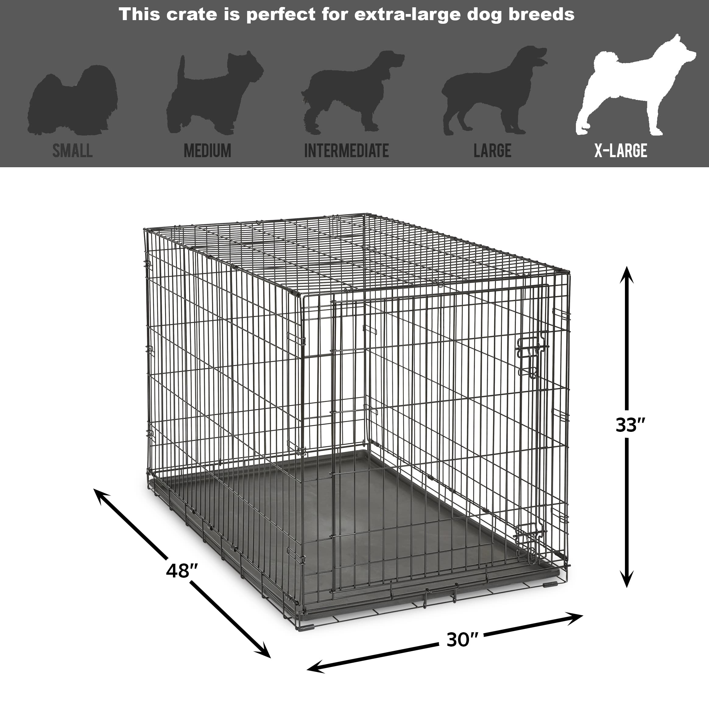 New World Enhanced Single Door Dog Crate with Leak-Proof Pan & Floor Protectors - 48 Inch Large Pet Crate for Home, Travel & Training | Durable & Patented Design