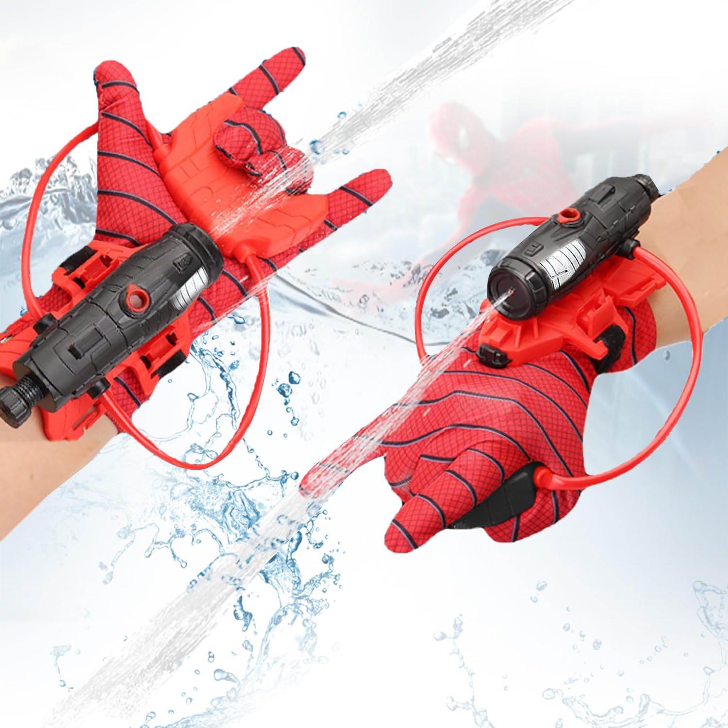2Pcs Spider Web Shooters Toy Water Gun for Kids - Wrist Launcher with Glove, Spider Hero Squirt Guns Water Pistol Sprayer - Perfect for Cosplay, Birthday, Christmas, Halloween Gifts & Easter Basket Stuffers for Kids and Adults | Outdoor Play, Superhero Roleplay, Summer Water Fights