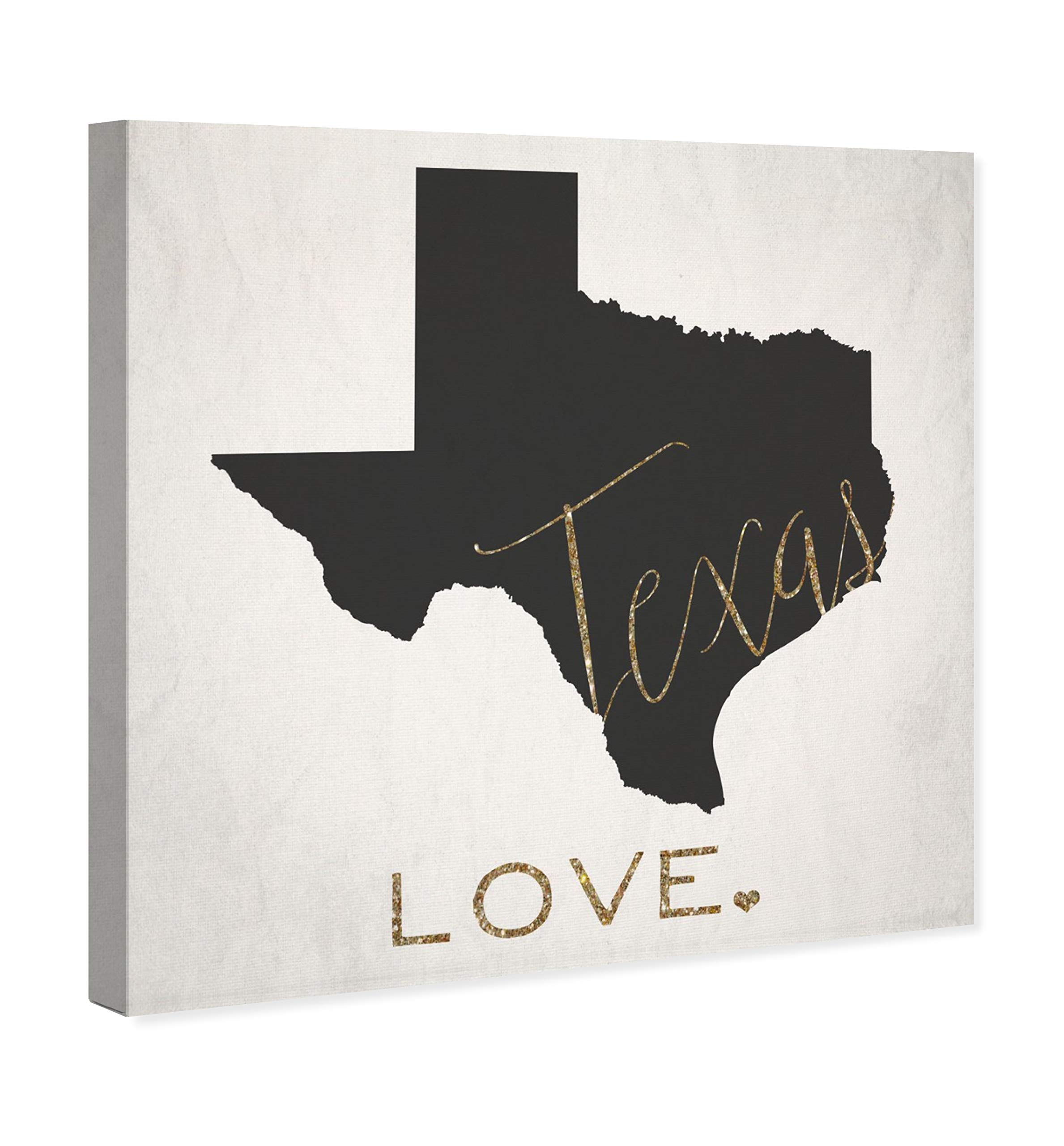 Texas Love Map Wall Art Canvas Print - 20x20 Inches Black & Gold Home Decor by Oliver Gal Artist Co. | Perfect for Living Room, Bedroom & Office Wall Decoration