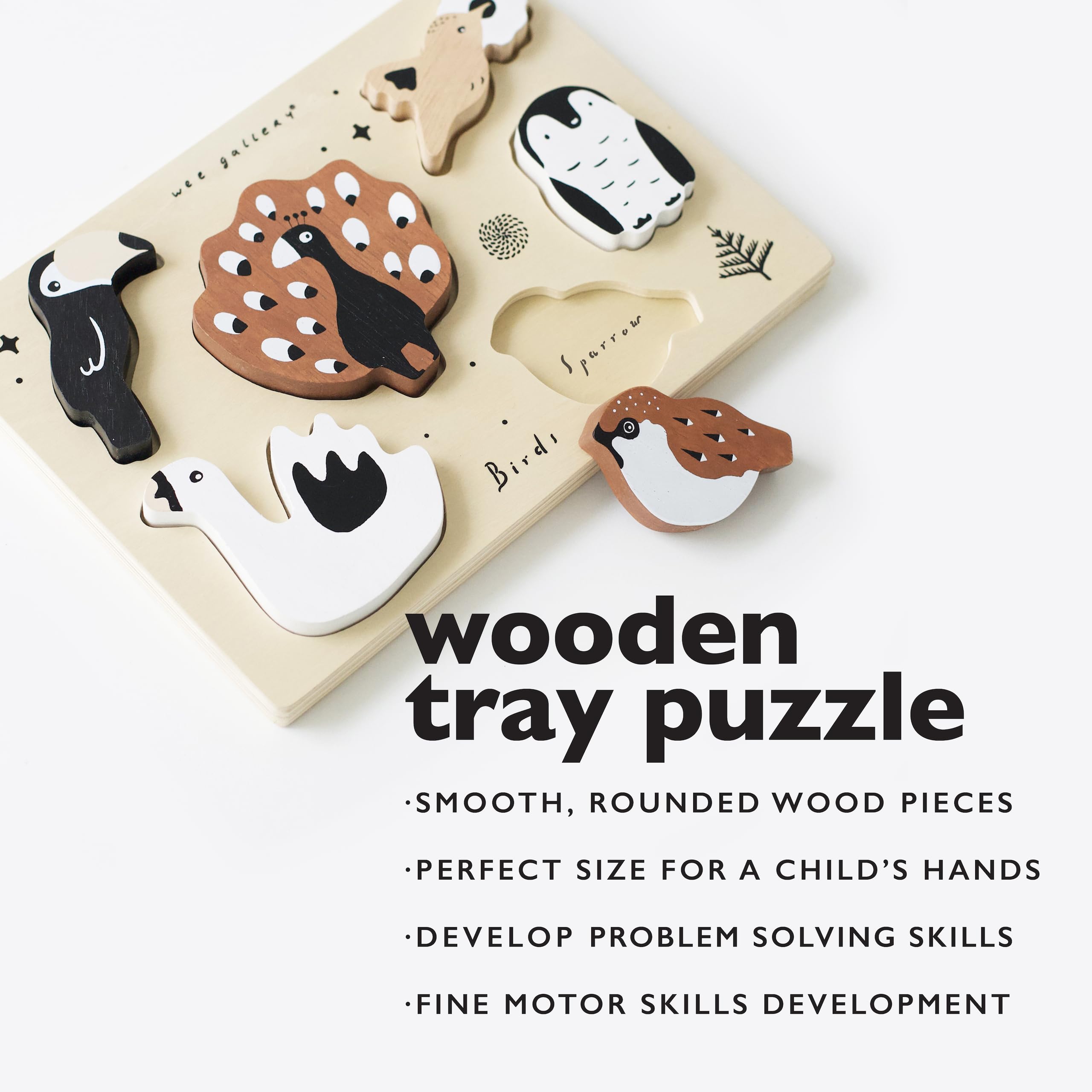 Wee Gallery Wooden Animal Tray Puzzle - Montessori Educational Toys for Toddlers Age 2-4 | Bugs Theme Learning Activity for Fine Motor Skills Development & Preschool Brain Games | Perfect for Classroom, Homeschooling & Early Childhood Education