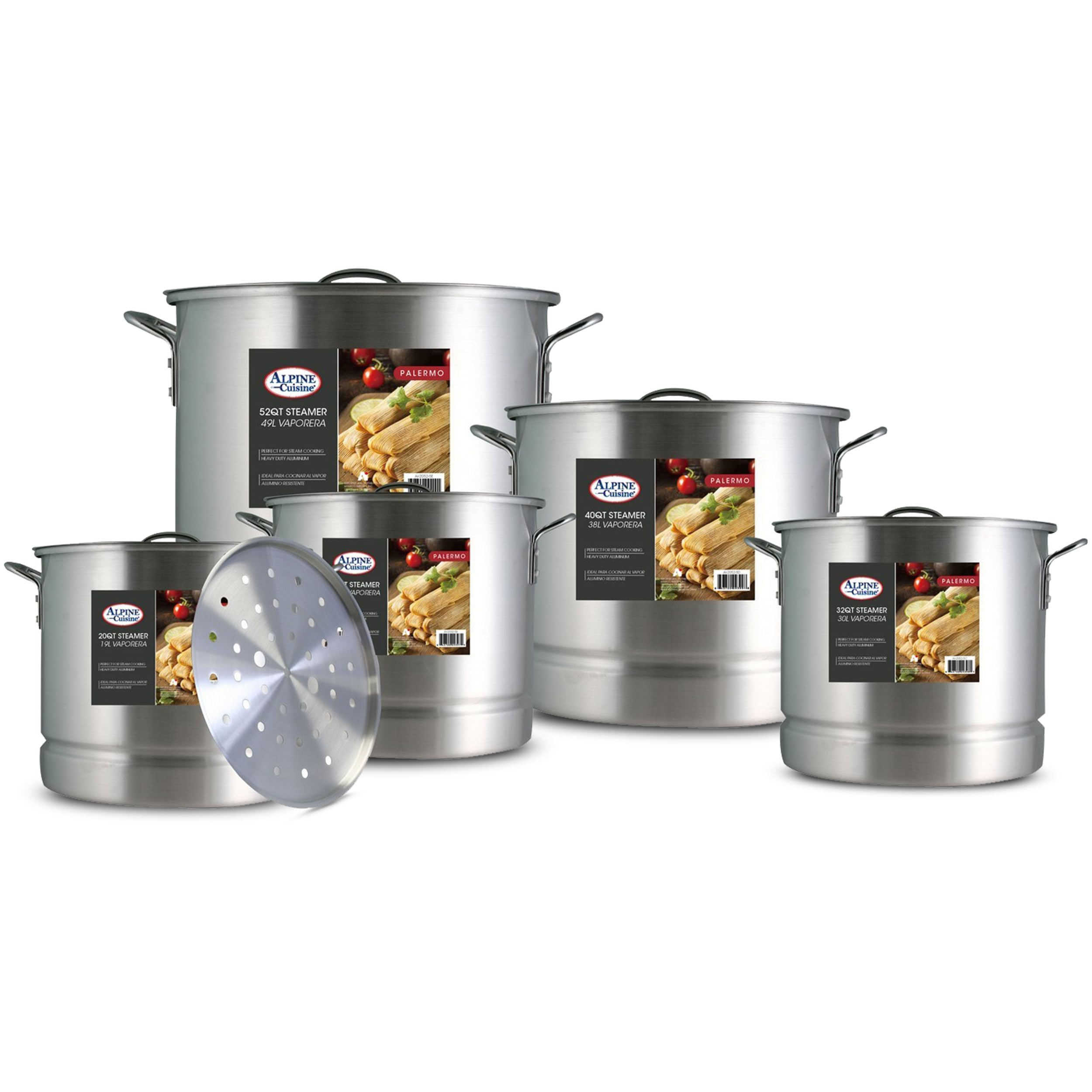 15-Piece Mexican Style Stock Pot Set - Aluminum Tamalera De Sopa Caldo with Lid & Steamer - Perfect for Cooking Tamales, Soups, and Stews