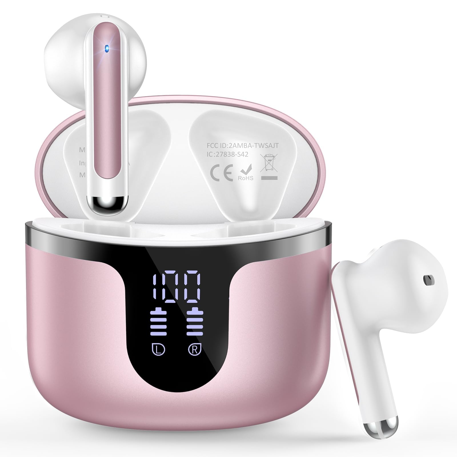 Bluetooth 5.3 Wireless Earbuds with ENC Noise Cancelling - 42H Playtime for Running & Workout