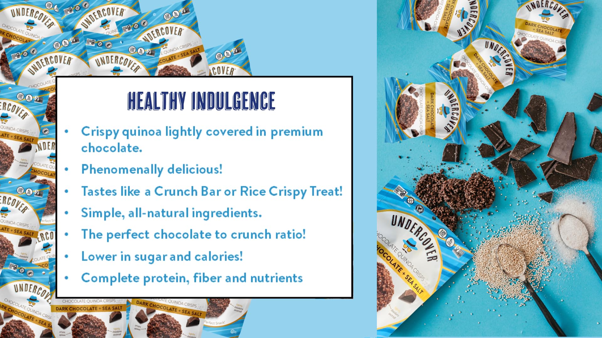 Dark Chocolate Sea Salt Quinoa Crisps - 70ct, Gluten & Nut-Free Snacks for Healthy Lifestyle