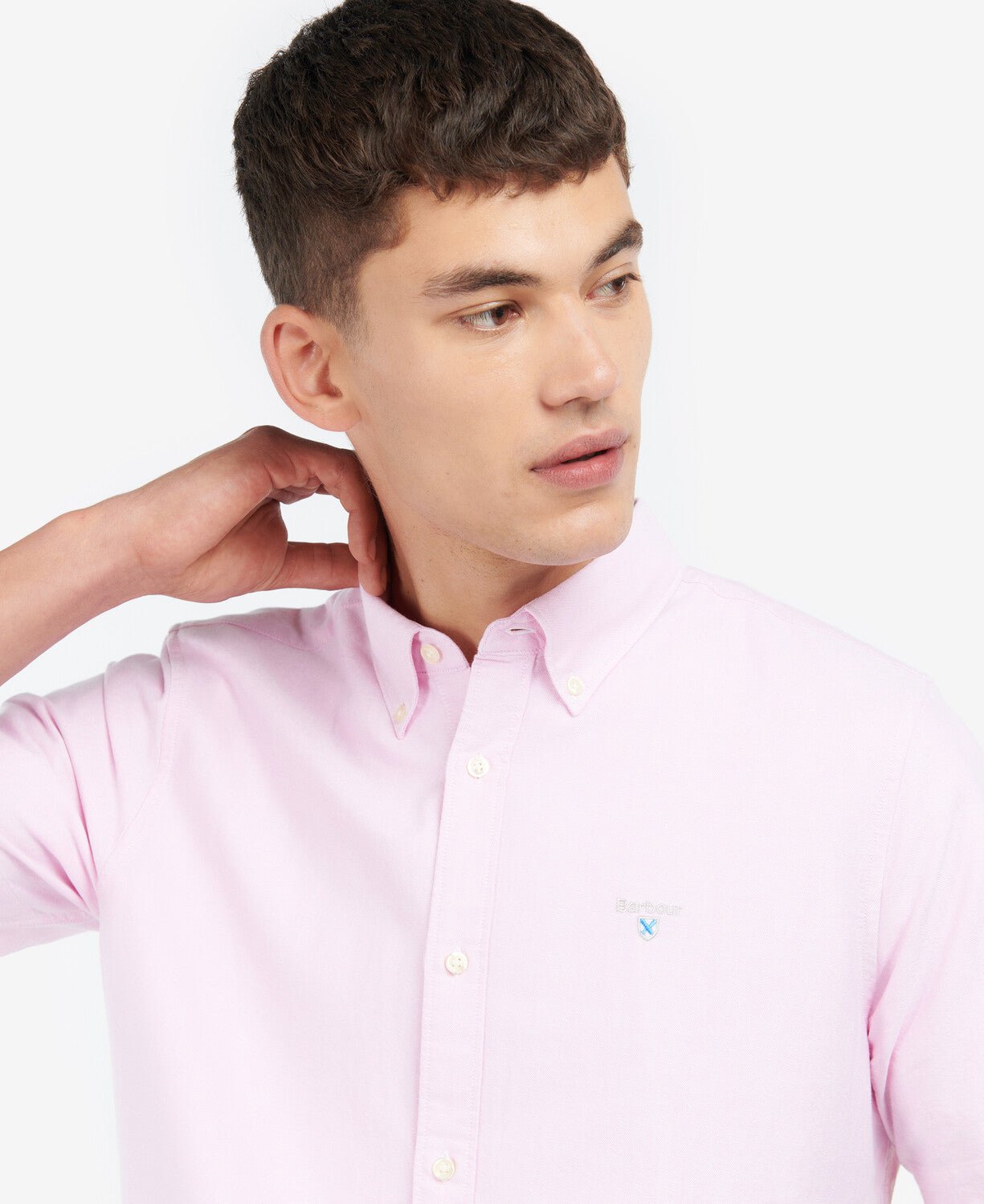 BARBOUR Oxford Short Sleeve Tailored Cotton Shirt for Men - Classic Pink Casual Button Down Shirt for Office, Summer & Outdoor Wear