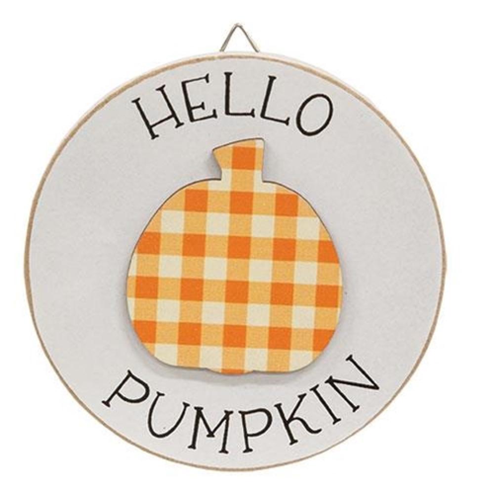 Hello Pumpkin Circle Easel Sign - Fall Decor for Home, Office, or Classroom - Perfect for Halloween, Thanksgiving, and Autumn Season Decorations