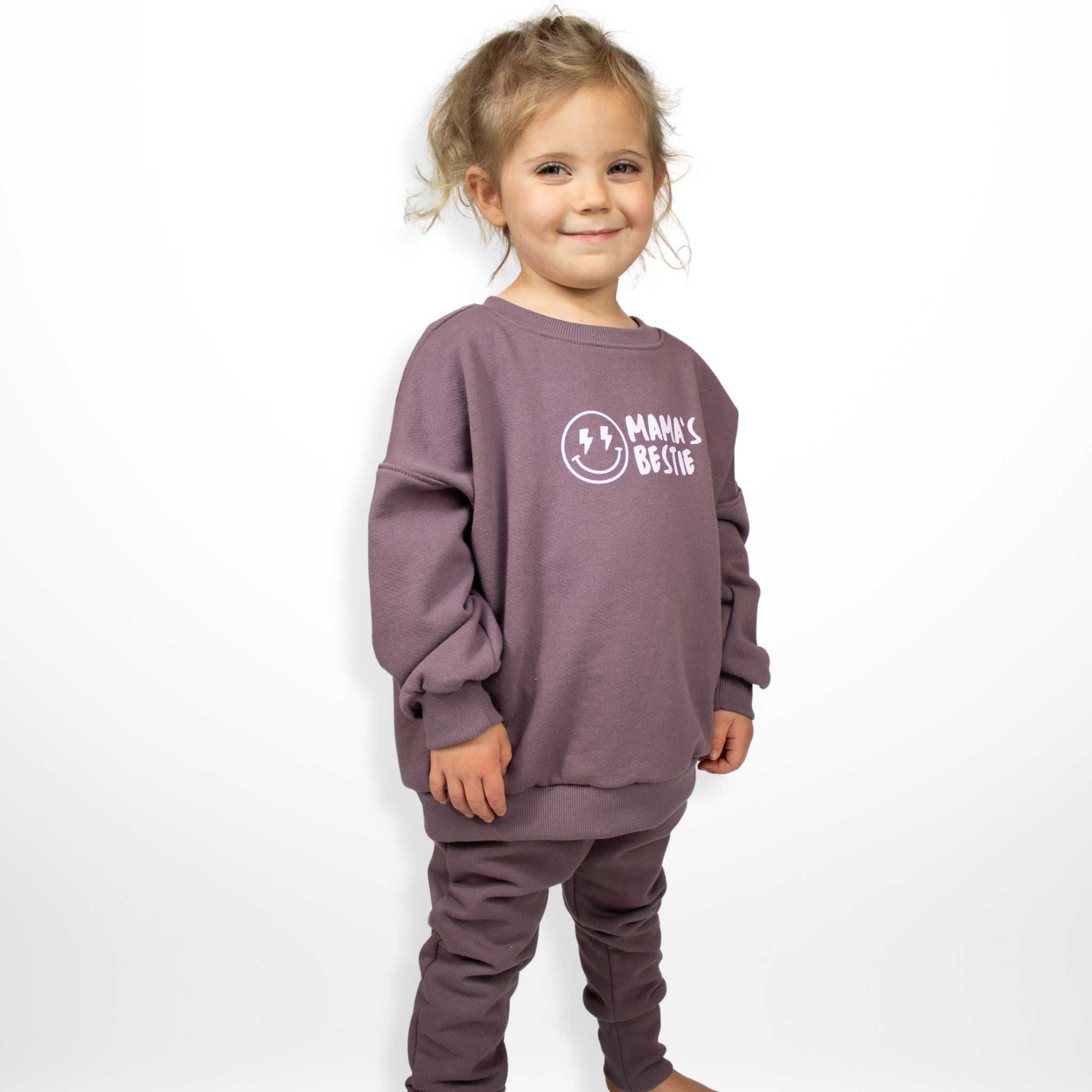 Organic Mama's Bestie Oversized Crewneck Sweatshirt - Cozy Women's Pullover Sweater for Casual Wear, Lounge & Pregnancy Comfort