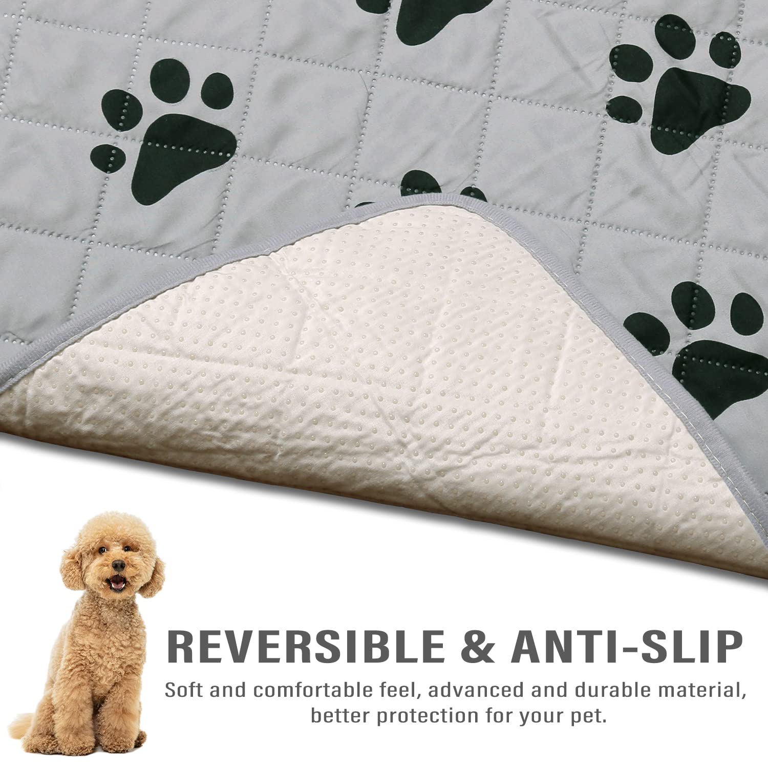 SPXTEX Washable Dog Bed Cover & Crate Pad - Waterproof, Non-Slip Pet Pee Pad for Large Dogs (72