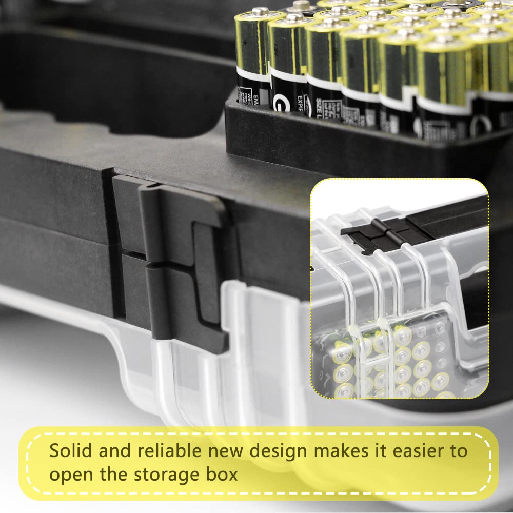 X-Value Battery Organizer Case - Portable Storage Box for AA AAA C D 9V Batteries (Holds 230) with Built-in Tester - Perfect for Home, Office, Travel & Emergency Kits (Grey, Batteries Not Included)