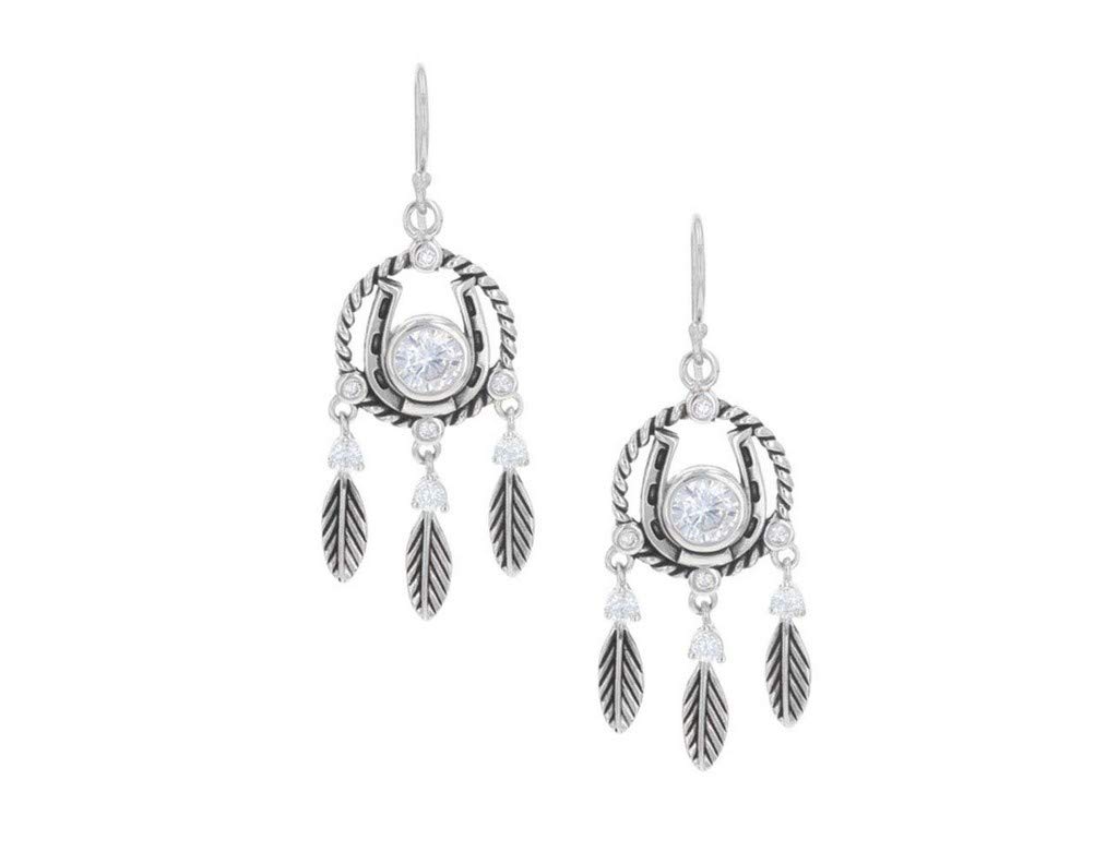 Montana Silversmiths Feather Dangle Earrings - Horseshoe Design Western Jewelry for Women | Cowgirl Fashion Accessories | Perfect for Rodeo, Country Concerts & Western Themed Parties