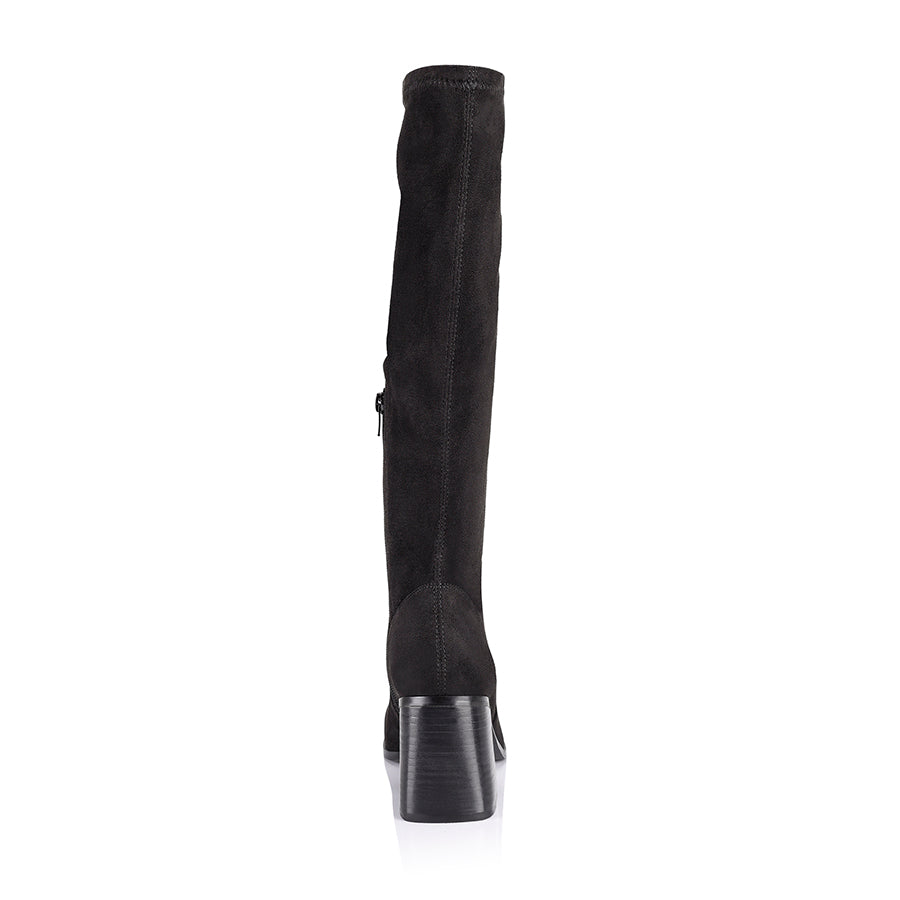 Linden Knee High Boots for Women - Black Micro Suede Fashion Boots for Fall & Winter - Stylish & Comfortable Booties for Casual Outfits, Office Wear & Night Out