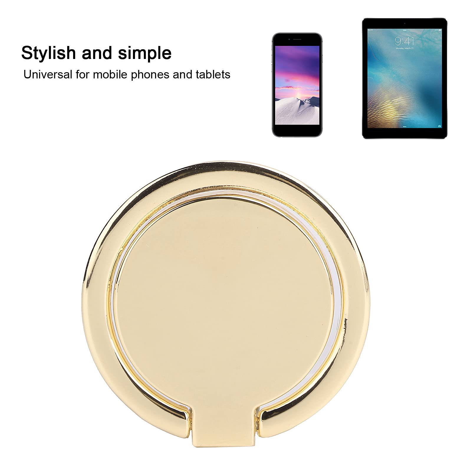 360° Adjustable Magnetic Phone Ring Holder - Gold Metal Finger Grip & Car Mount for iPhone, Samsung & Tablets - Perfect for Driving, Gym & Hands-Free Use