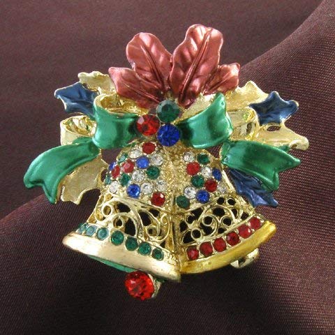 Elegant Green & Red Ribbon Bow with Jingle Bells Charm - Perfect for Christmas Jewelry, Holiday Gifts & Party Decorations