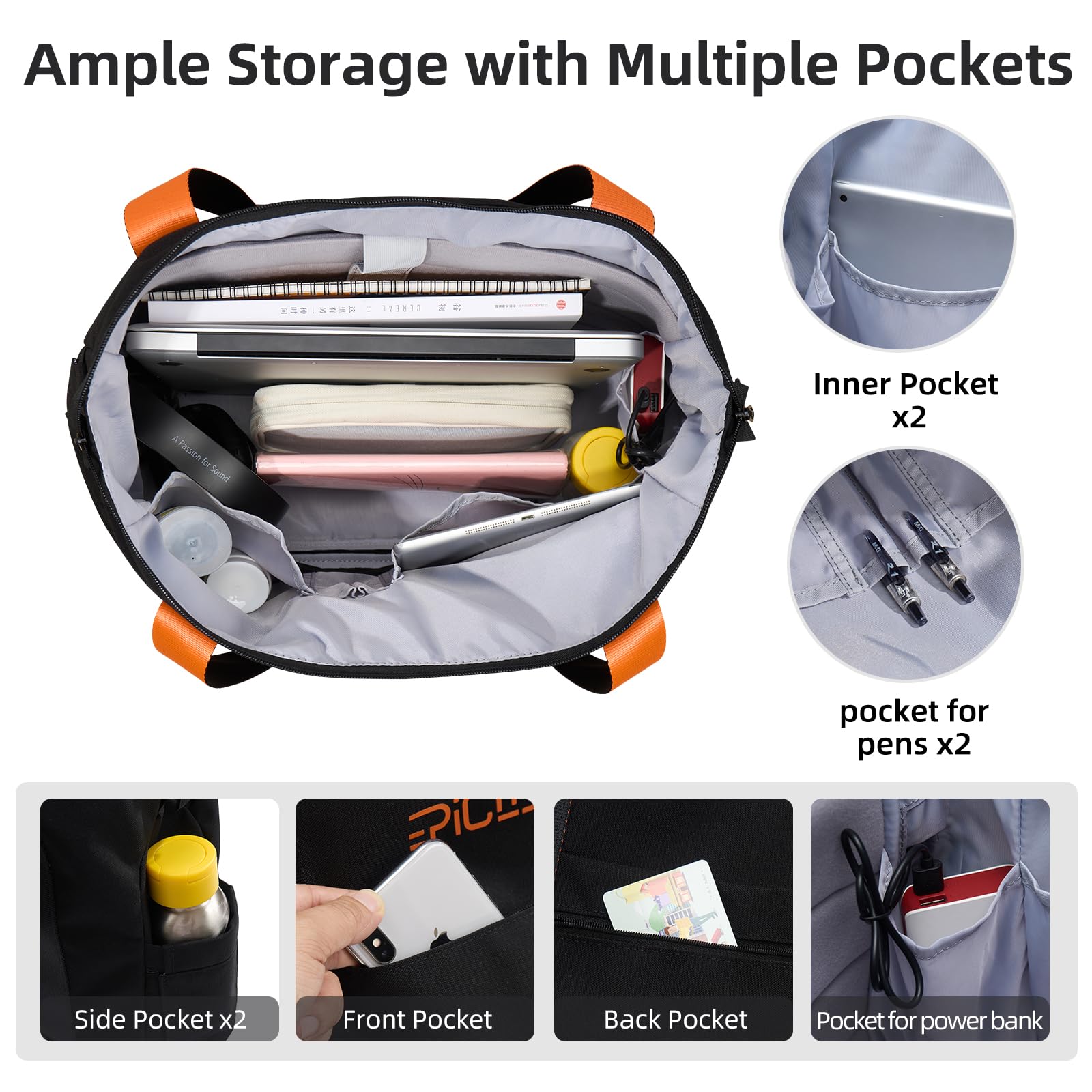 Durable Tote Bag for Men & Women - Travel Duffel Bag with 15.6