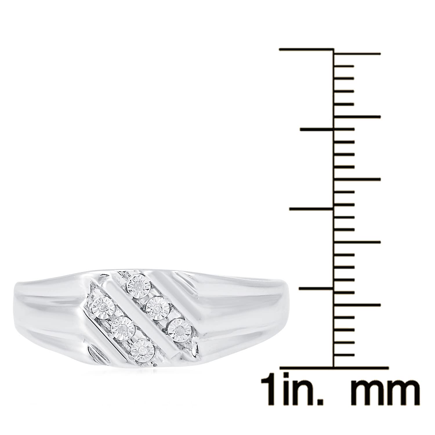Sterling Silver Men's Ring with Natural White Diamond Accents - Elegant Wedding Band & Anniversary Gift for Him - Perfect for Engagements, Proposals & Special Occasions