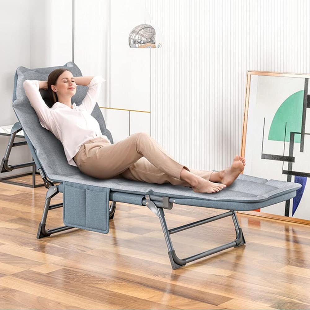 Foldable Reclining Patio Lounge Chair with 5-Position Adjustable Backrest & Comfortable Pillow - Durable Outdoor Sun Chaise for Garden, Poolside, Beach - Supports Adults & Kids up to 300lbs - Perfect for Relaxing, Sunbathing & Backyard Lounging