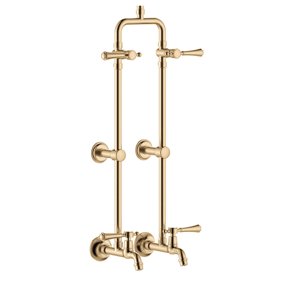Fienza 455123UU Lillian Lever Exposed Rail Shower & Bath Faucet Set in Urban Brass Finish - Modern Bathroom Fixture for Spa-Like Experience