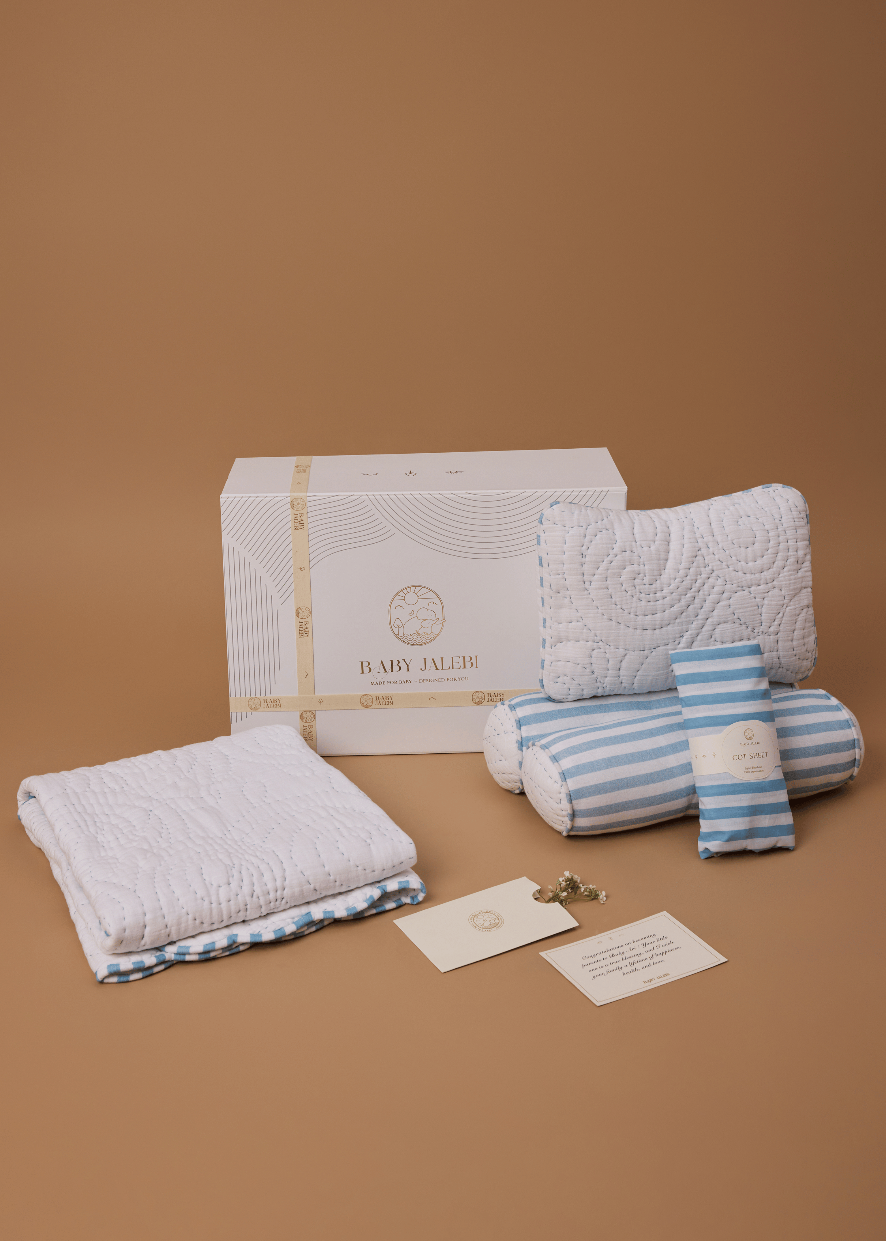 Premium Heirloom Blue Cotton Baby Crib Bedding Set - Soft, Breathable & Hypoallergenic for Nursery Decor & Newborn Comfort