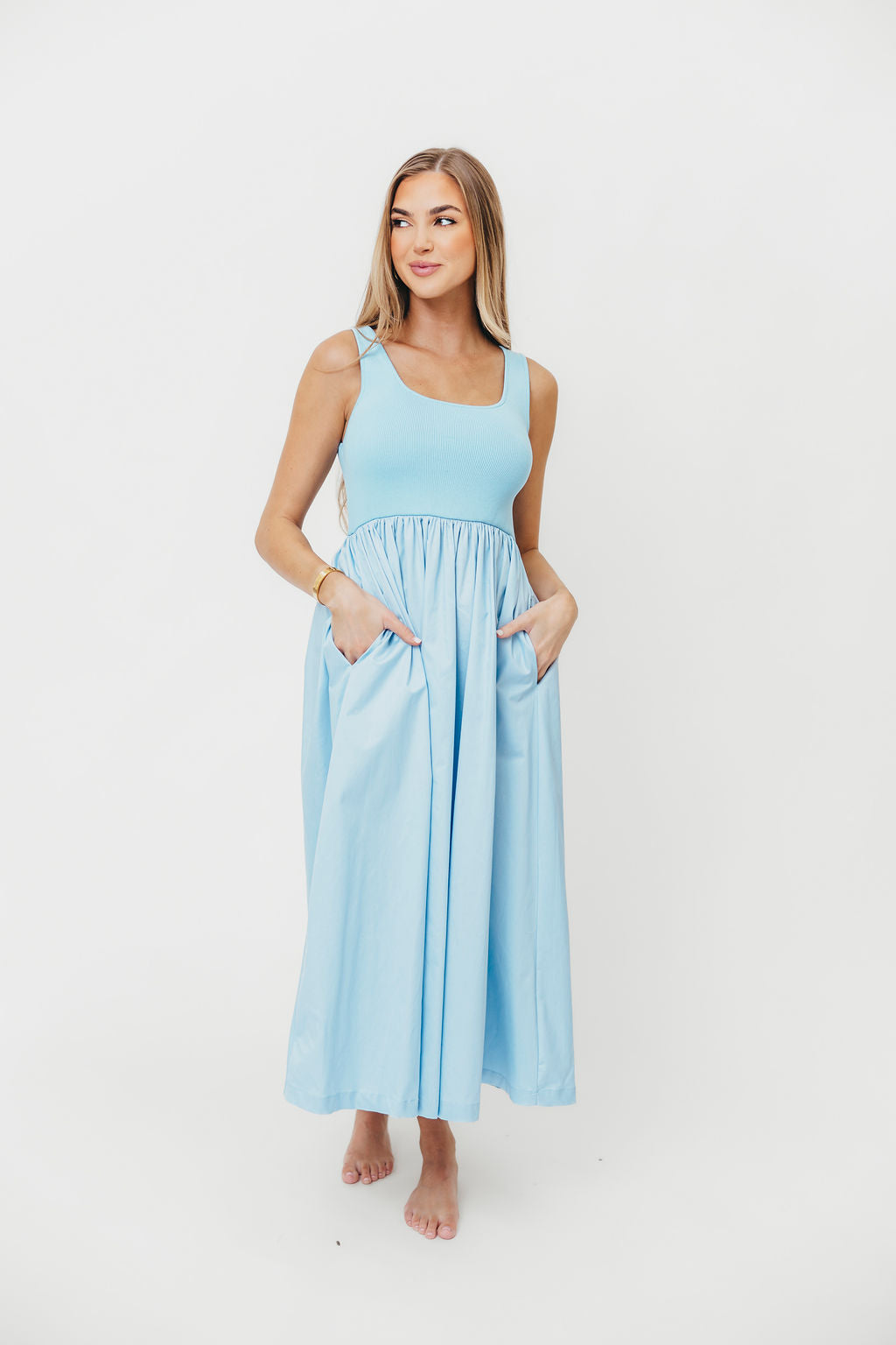 Addie Tank Midi Dress - Flowy Blue Summer Dress for Women | Perfect for Beach Vacations, Brunch Dates & Casual Outings