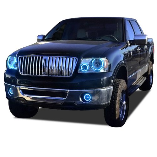 Flashtech Bright Blue LED Halo Ring Headlight & Fog Light Kit for 2006-2008 Lincoln Mark LT - Durable Automotive Lighting Upgrade for Night Driving & Off-Road Adventures