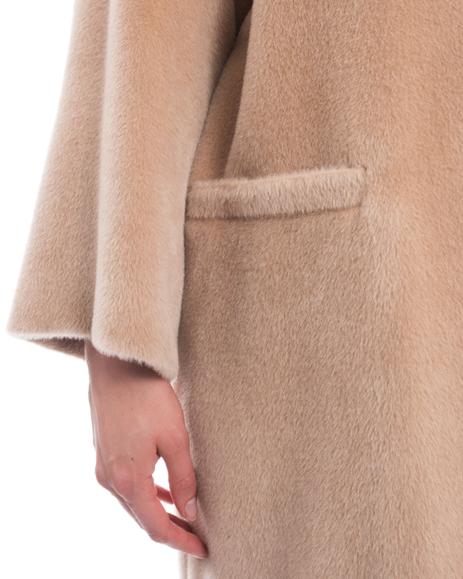 Brunello Cucinelli Nude Alpaca Wool Oversized Coat for Women - Soft Luxury Winter Coat - Perfect for Office, Travel & Special Occasions