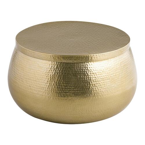Handmade Gold Hammered Embossed Coffee Table - Brass Metal Round Center Table for Living Room | Modern Home Decor & Stylish Furniture for Lounge, Office or Bedroom
