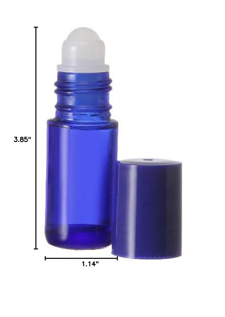 30ml Glass Roll On Bottles for Essential Oils, Aromatherapy, Perfume & Cologne - 12 Pack Blue with Plastic Roller & Pipettes - Perfect for DIY Blends, Travel & Gift Giving