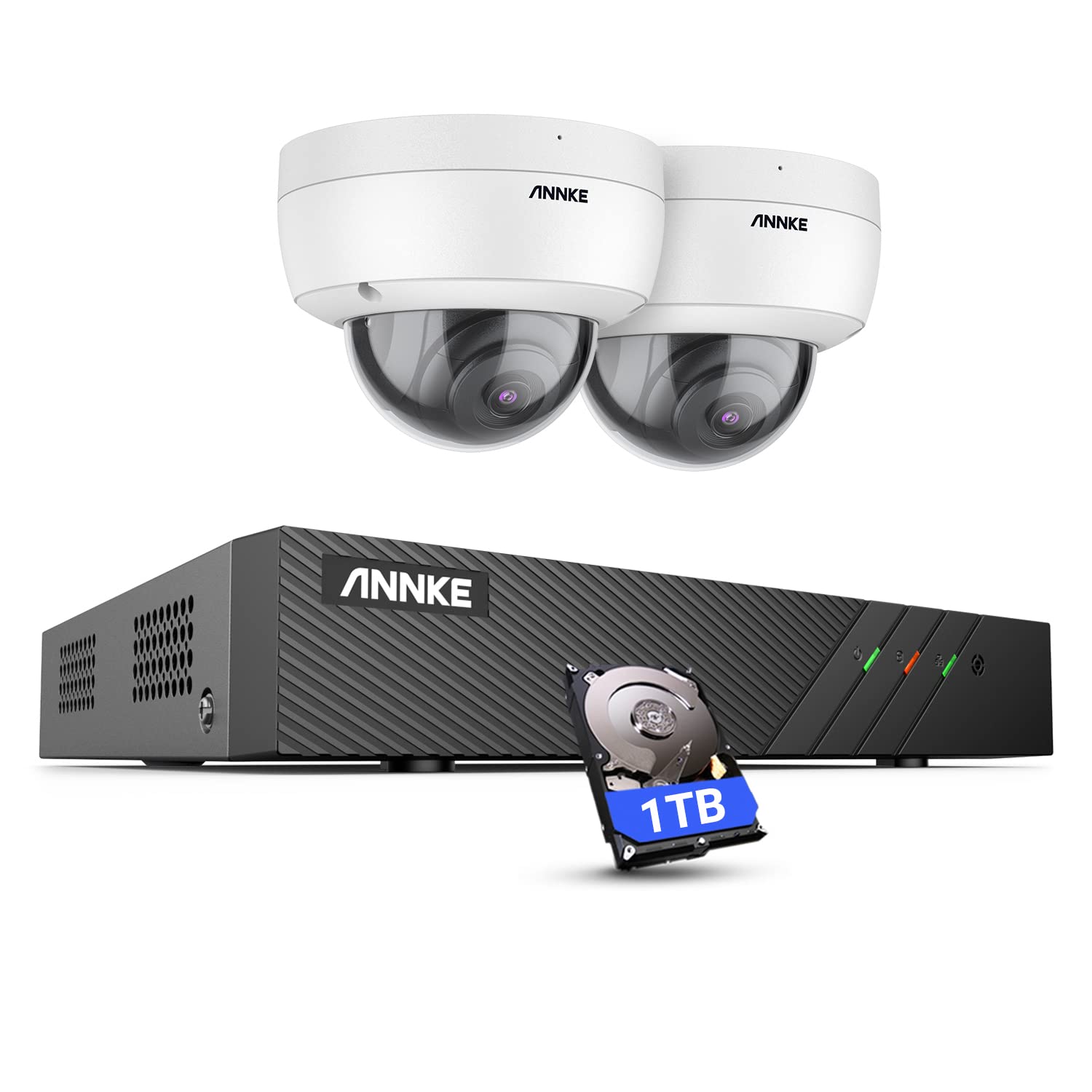 ANNKE H500 5MP POE Security Camera System - 2 Pack Wired C500 Outdoor PoE IP CCTV Cameras with 8CH NVR & 1TB HDD | 24/7 Recording, Alexa Compatible, Audio & Color Night Vision | Home & Business Surveillance Security System
