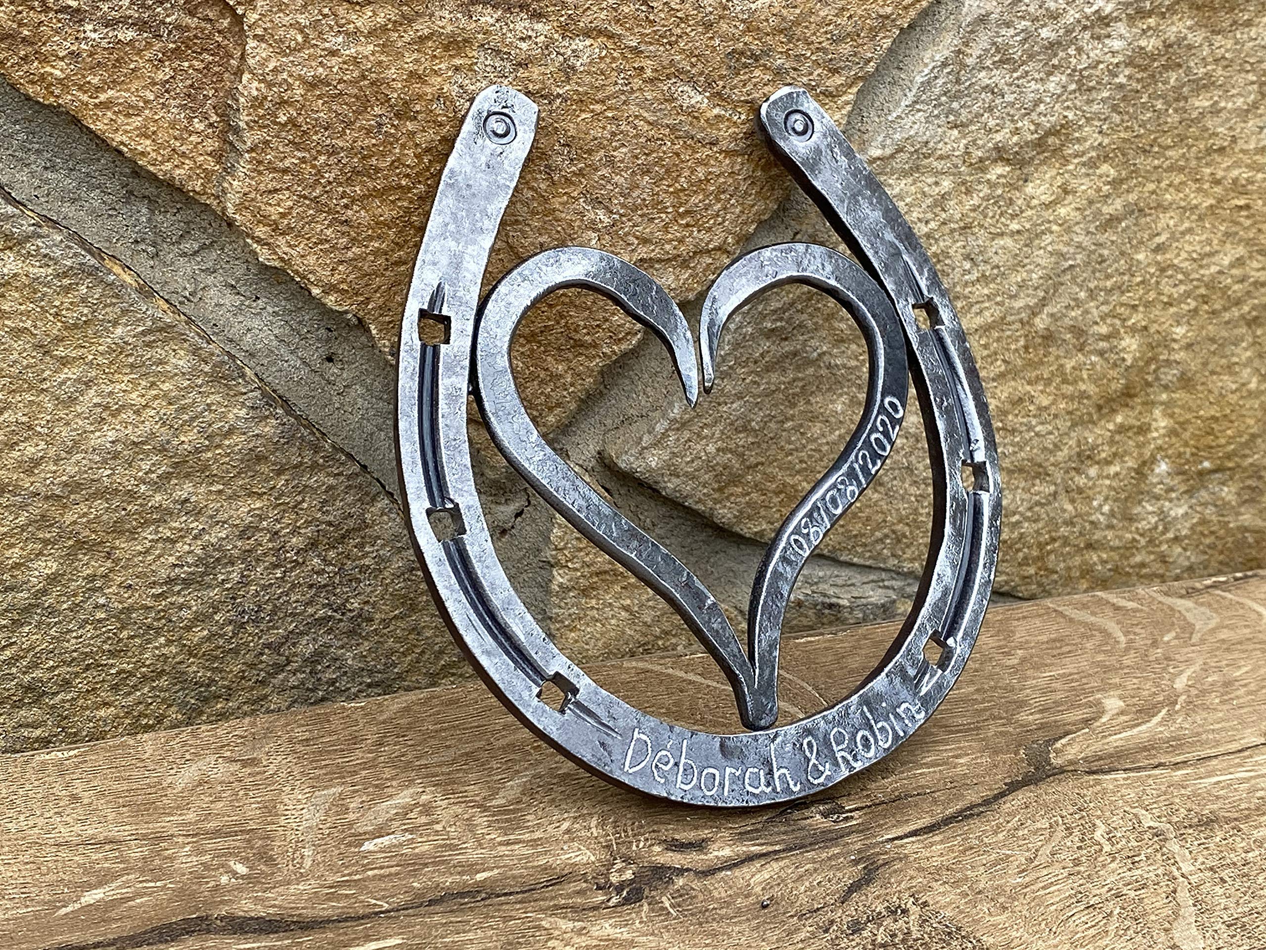 Handmade Iron Horseshoe - Unique 6th Anniversary Gift for Couples, Iron Heart Keepsake, Rustic Home Decor for Farmhouse & Wedding Anniversaries