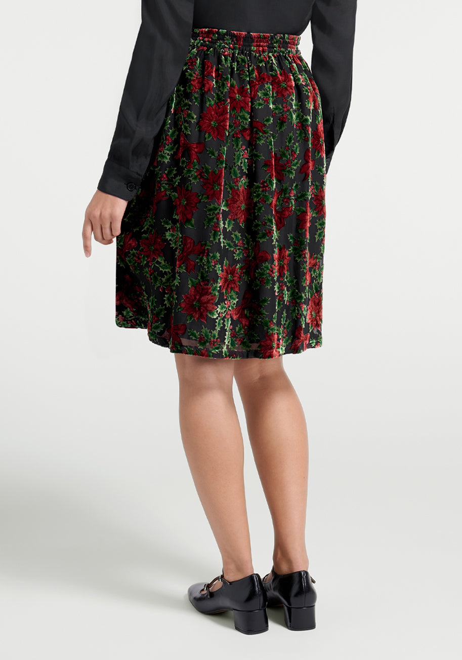 Elegant Velvet Skirt for Women - Soft Stretchy Comfortable Midi Skirt - Perfect for Party, Date Night & Holiday Outfits