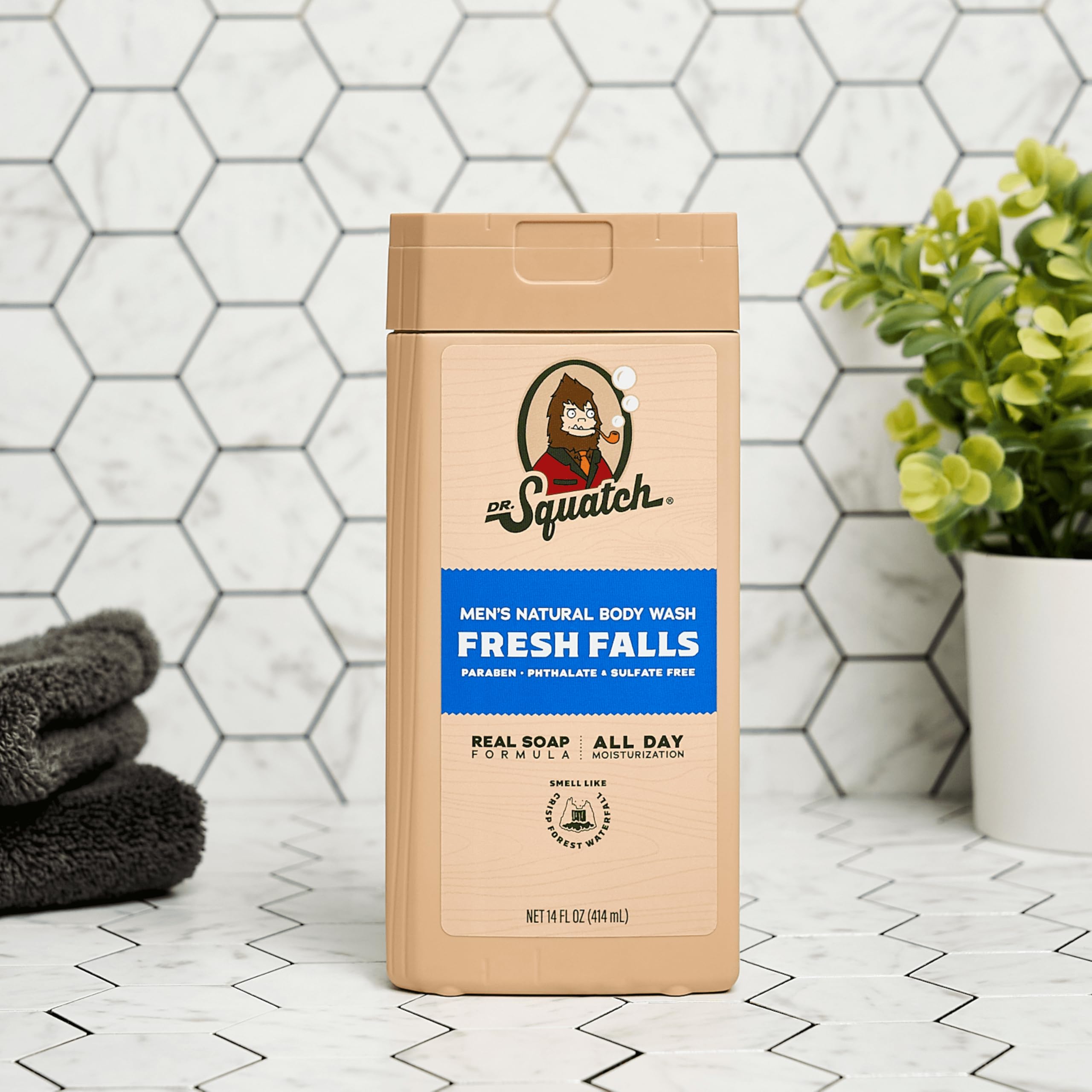 Dr. Squatch Natural Body Wash and Hair Kit for Men - Fresh Falls Scent - Non-Exfoliating Body Wash (14 oz, 2 Pack) + Shampoo (8 oz) + Conditioner (11.5 oz) - Perfect Gift Set for Father's Day, Birthday or Self-Care Routine