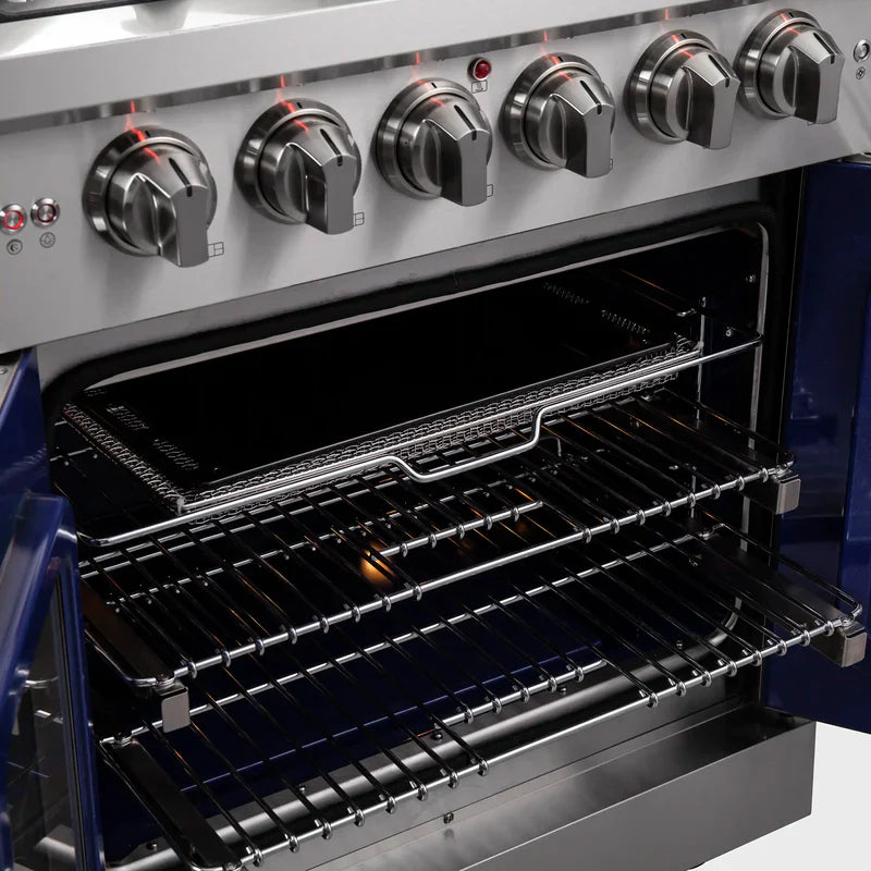 FORNO Massimo 30 Inch Freestanding French Door Gas Range - Stainless Steel FFSGS6439 30