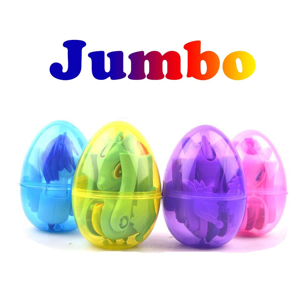 4 Pack Jumbo Unicorn Surprise Easter Eggs with Toys Inside - Fun Easter Basket Stuffers for Kids, Boys & Girls - Perfect for Easter Gifts, Party Favors & Egg Hunts (Great for Birthday Parties & Classroom Rewards)