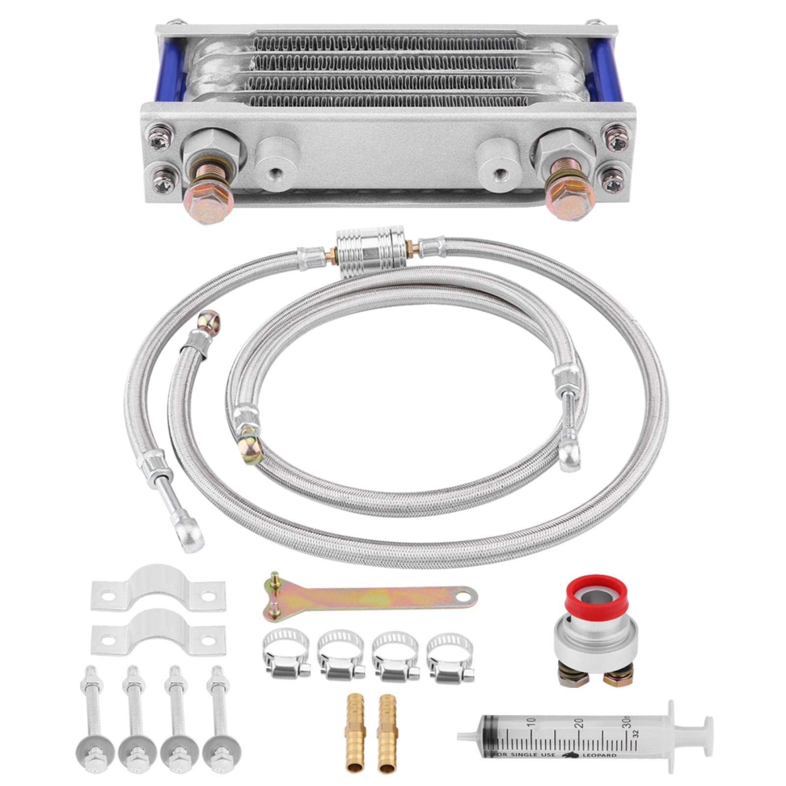 65ml Motorcycle Oil Cooler Kit - Silver Engine Oil Cooling Radiator System for GY6 Engines | Reduces Heat & Extends Engine Life | Perfect for High-Performance Bikes & Long Rides