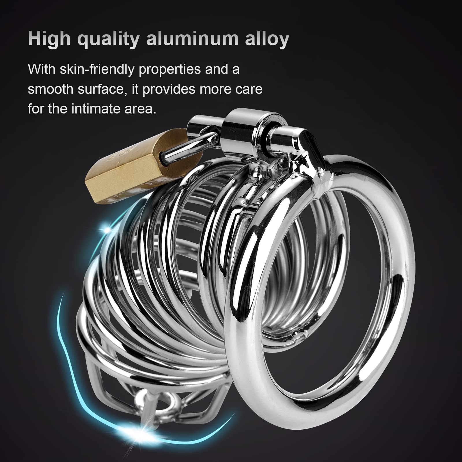 Premium Metal Cock Cage Male Chastity Device with 3 Adjustable Rings & 3 Keys - Secure Locking Sex Toy for BDSM, Couples Play, and Solo Exploration