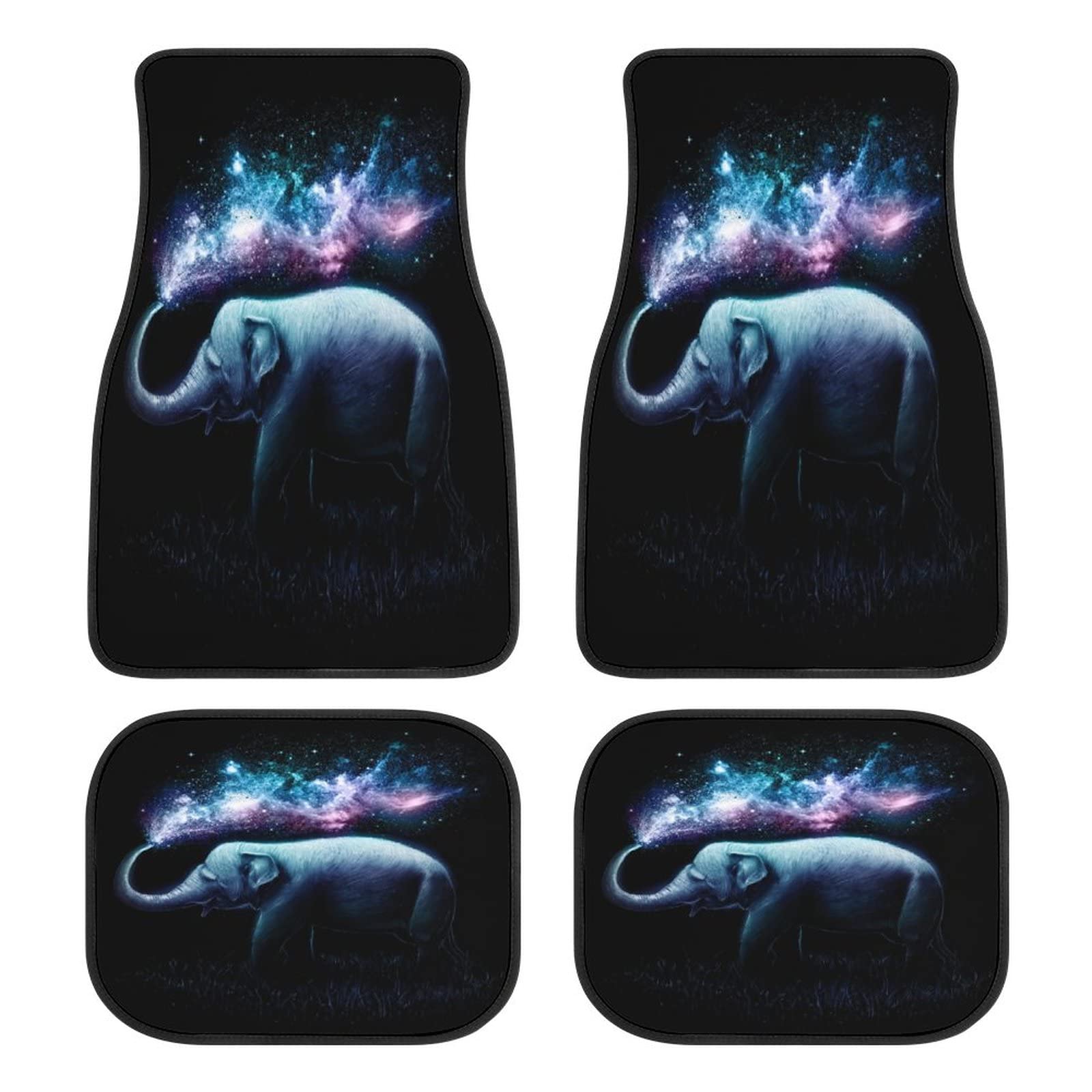 Custom Car Floor Mats Set of 4 - Universal Fit for Most Cars, Trucks & SUVs | Non-Slip Durable Carpet Mats with Elephant Design - Perfect for All-Weather Protection & Interior Decoration | Ideal for Daily Commute, Road Trips & Family Vehicles