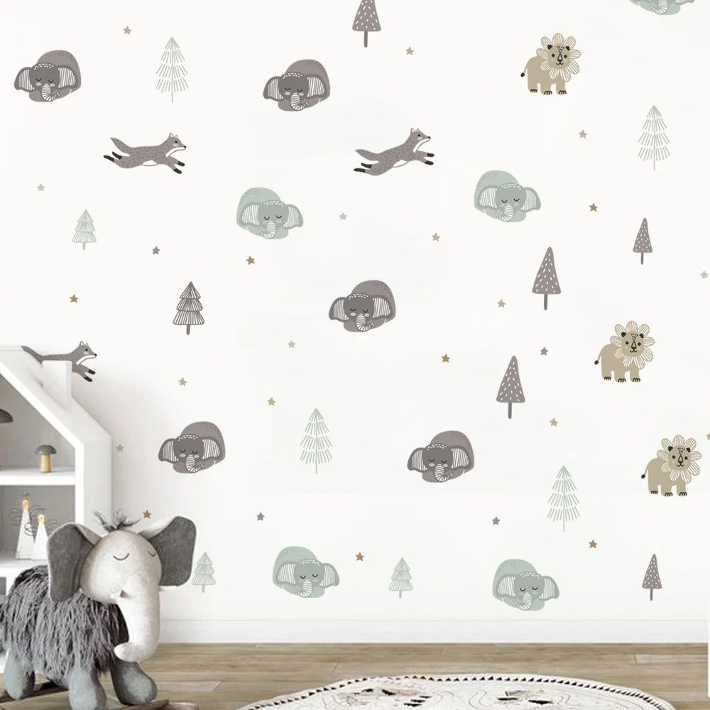 Adorable Cartoon Nursery Wall Stickers - Kids Room Decor Decals for Baby Boy & Girl Bedroom - Perfect for Nursery, Playroom & Children's Birthday Party Decorations