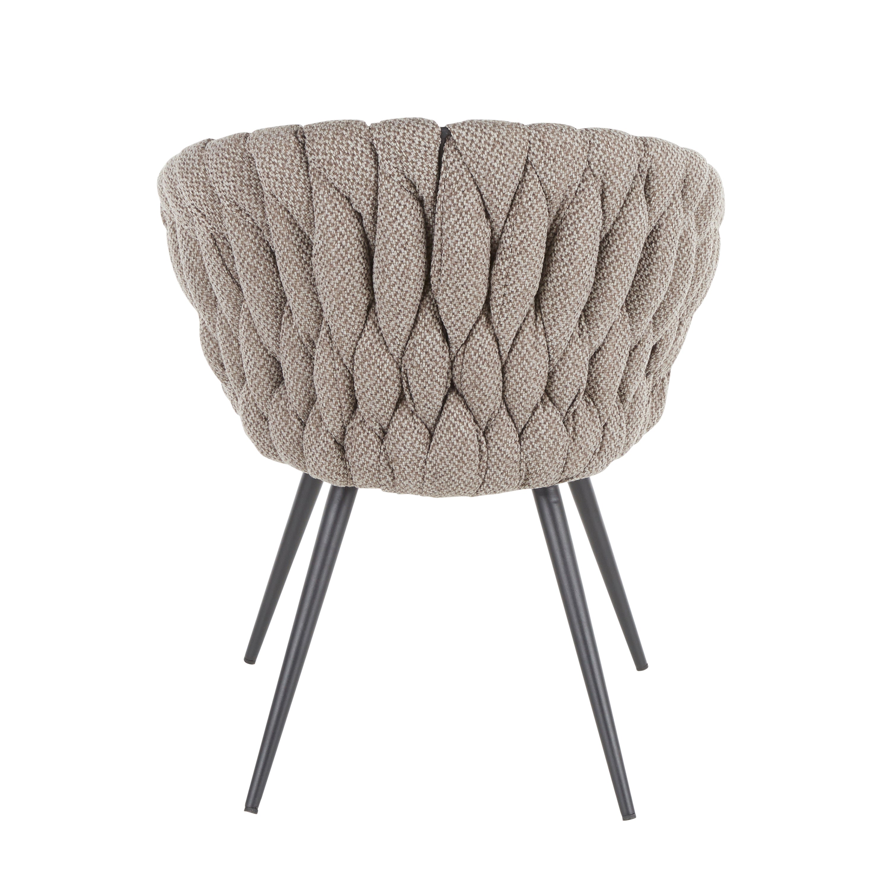 LumiSource Black Metal Braided Matisse Contemporary Chair with Grey Faux Leather & Fabric - Modern Accent Chair for Living Room, Office, or Dining Room Decor