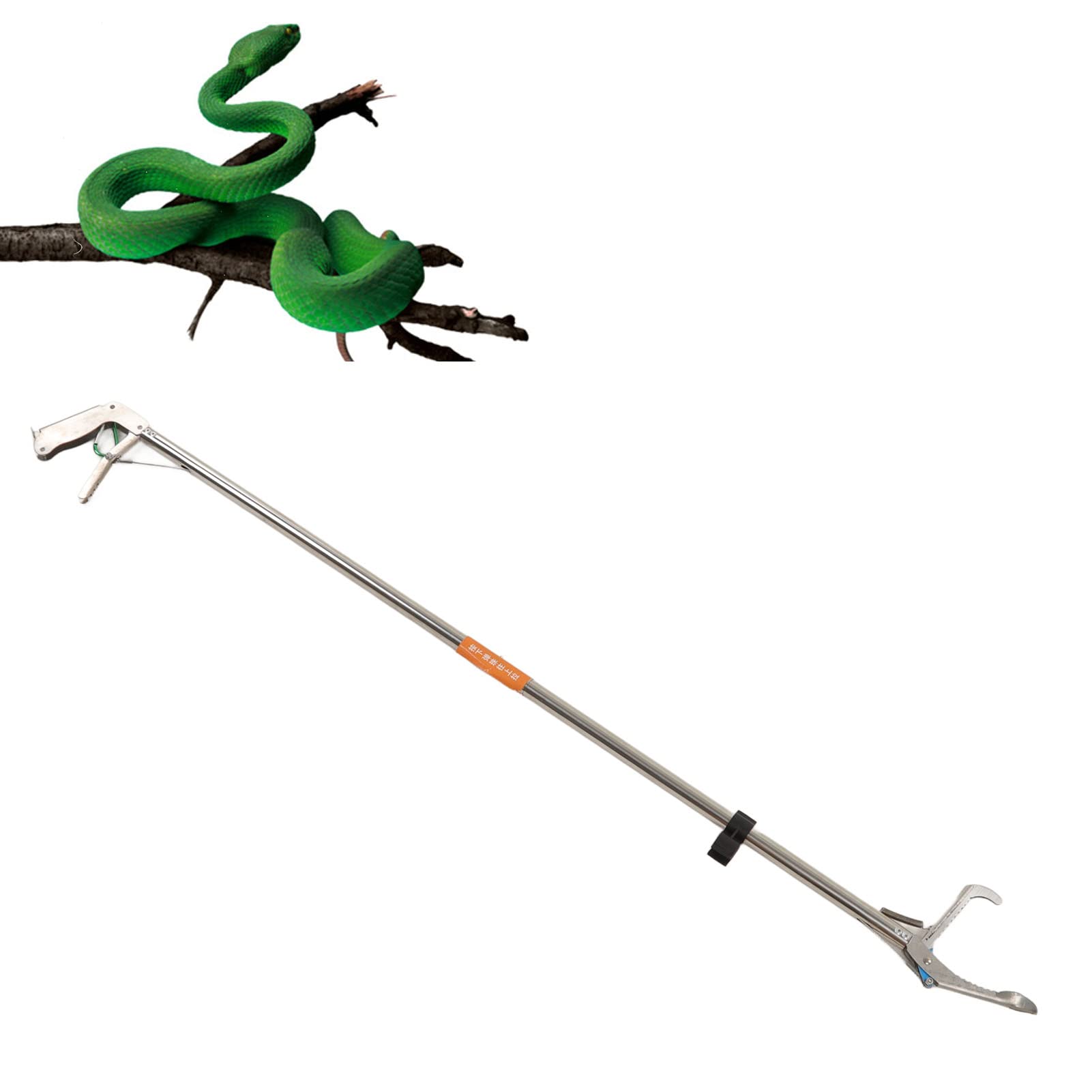 Premium Snake Tong with Foldable & Self-Locking Design - Heavy Duty Stainless Steel Reptile Grabber for Safe Handling - Perfect for Snake Catchers, Herpetologists & Outdoor Enthusiasts (Ideal for Wildlife Rescue, Reptile Research & Backyard Safety)