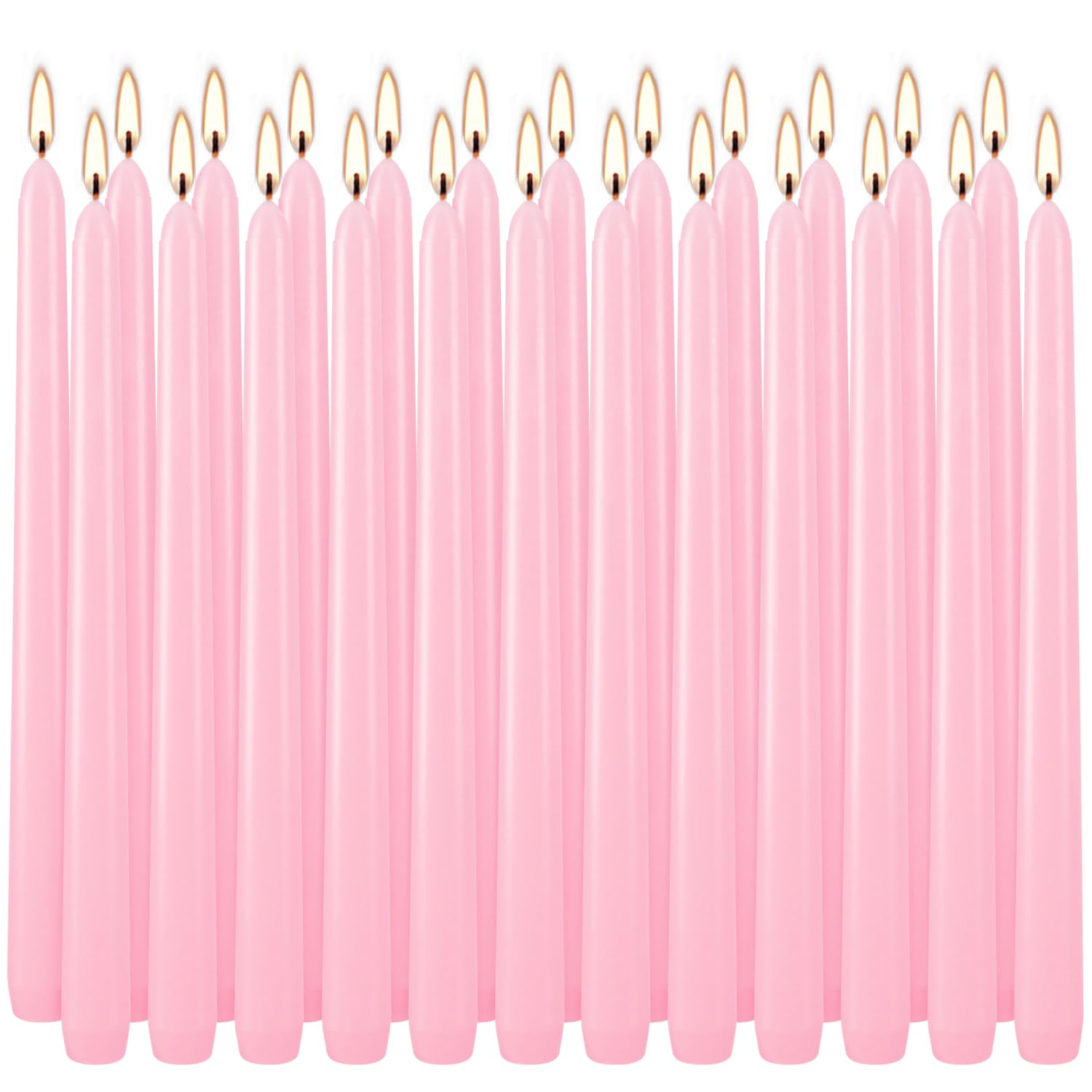 10 Inch Pink Taper Candles - Set of 24 Dripless Unscented Candlesticks for Dinner Parties, Shabbat, Halloween, Christmas, Weddings - Long Lasting 8 Hour Burn Time - Perfect for Romantic Dinners, Holiday Decor & Special Occasions