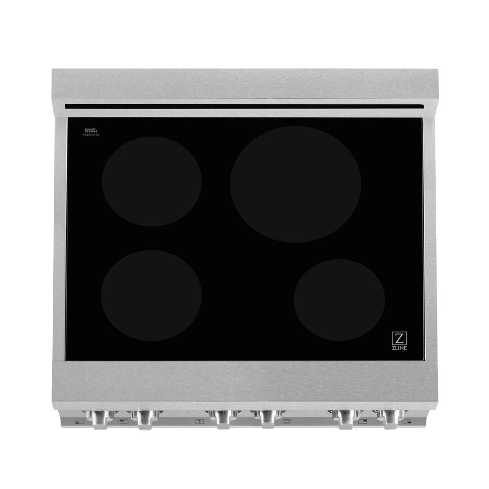 ZLINE 30 Inch 4.0 cu ft Legacy Induction Range with 4-Element Cooktop & Electric Oven - Satin Stainless Steel with White Matte Door (RAINDS WM 30) - Perfect for Modern Kitchens, Home Chefs & Energy-Efficient Cooking