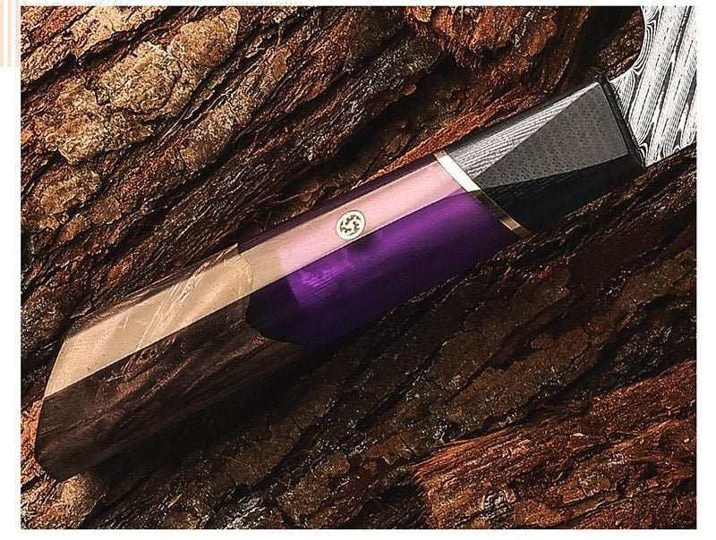 Premium VG10 Damascus Steel Knife Set with Exotic Burl Wood Handle - Professional Chef Knives for Cooking, Slicing & Food Preparation - Perfect for Home Kitchen & Outdoor Camping