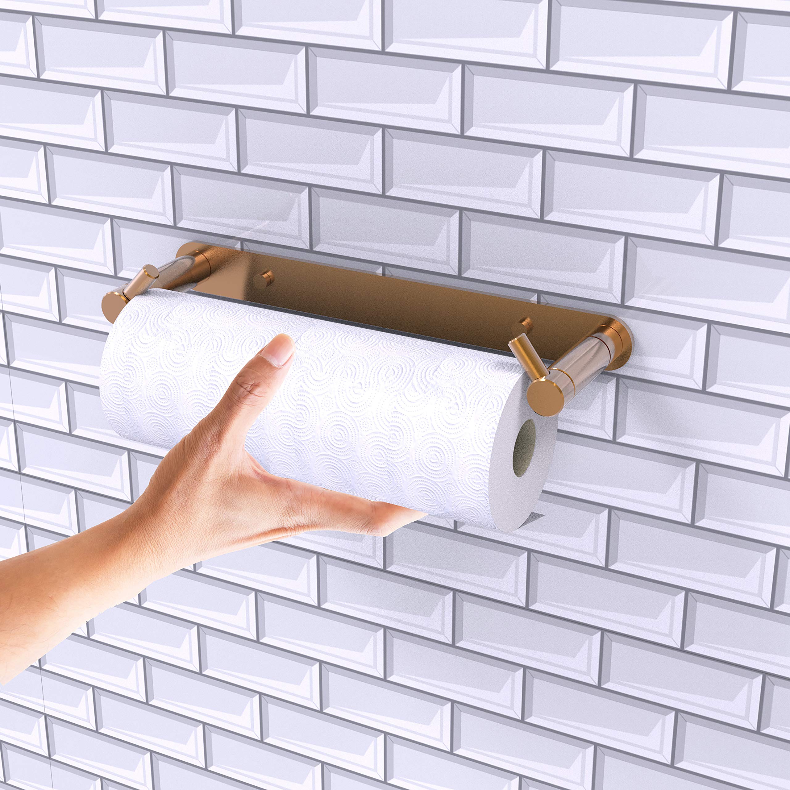 Allied Brass Fresno Collection Wall Mounted Rollerless Paper Towel Holder - Brushed Bronze | Durable Kitchen & Bathroom Organizer for Paper Towels