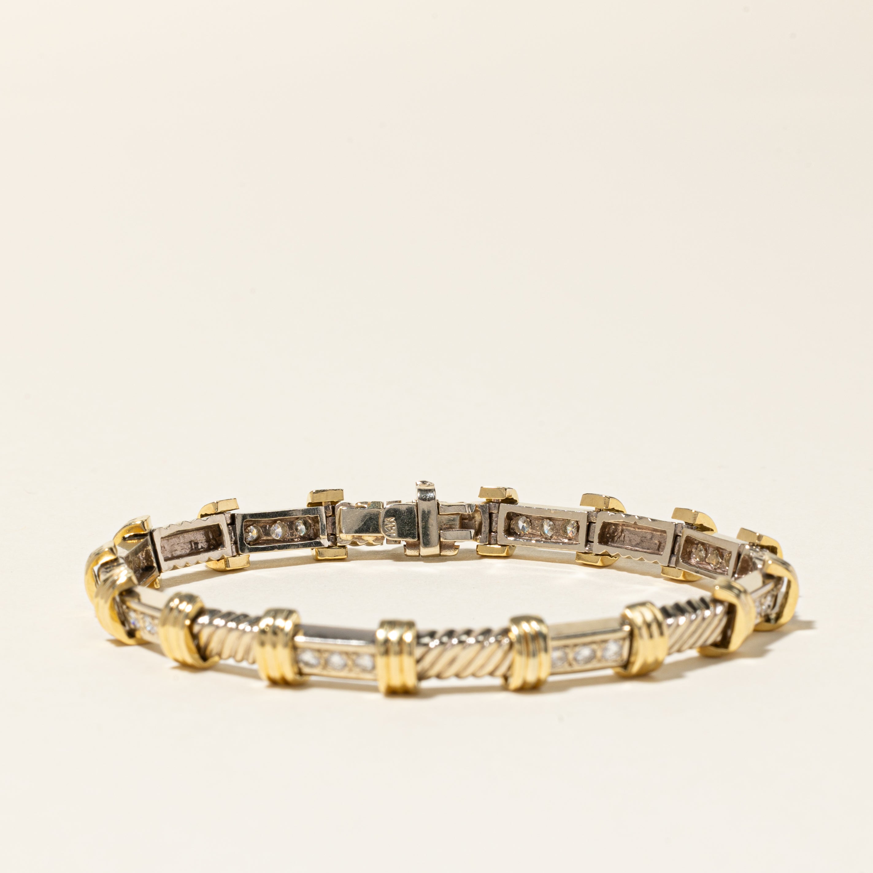 Two Tone Gold Diamond Bracelet for Women | 0.96 Carat Total Weight | Size 7.25 | Elegant Gift for Anniversary, Wedding & Special Occasions