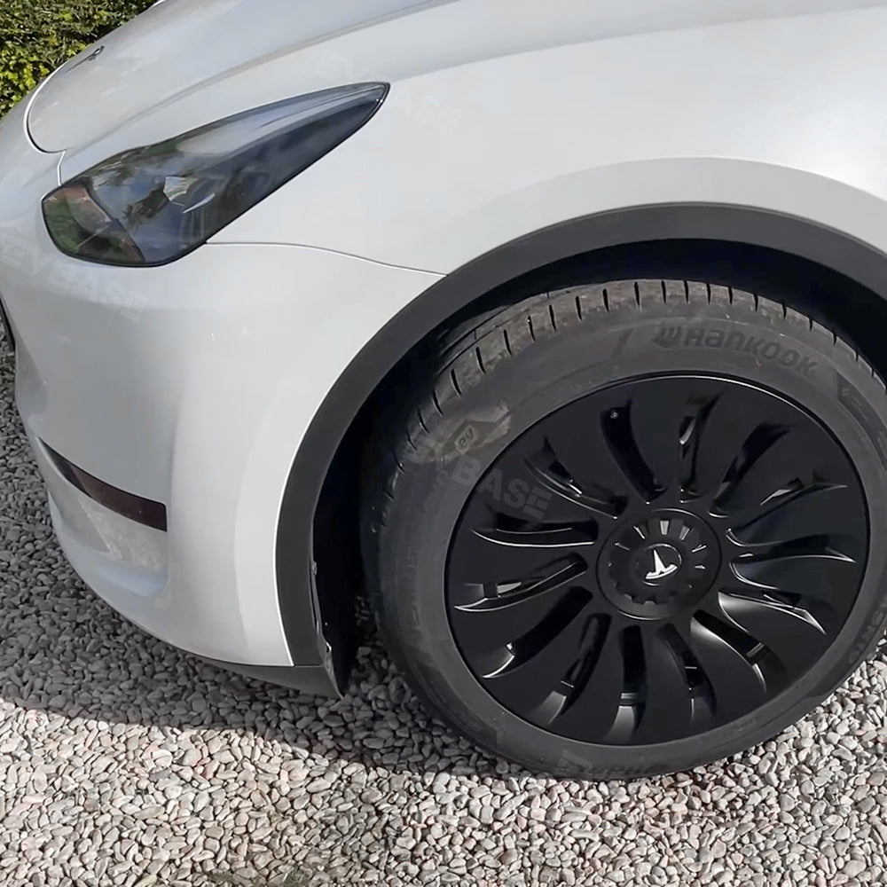 4PCS Tesla Model Y Wheel Caps - Überturbine Style 19-Inch Gemini Wheel Covers in Matte Black | Perfect for Model Y 2020-2023 | Enhance Style & Protect Wheels from Scratches