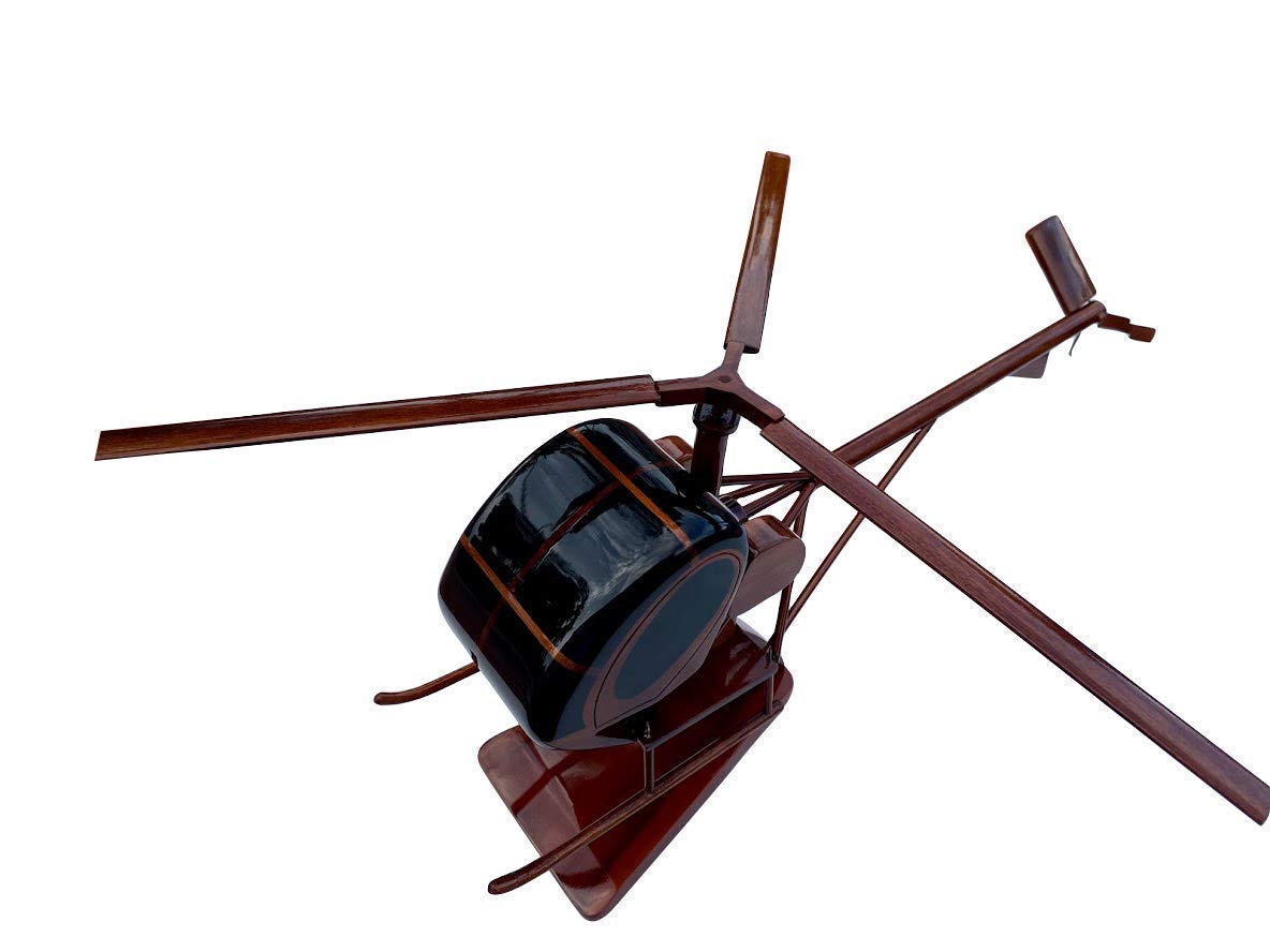Hughes TH-55 Osage Helicopter Model - Premium Mahogany Wood Desktop Display - Perfect for Aviation Enthusiasts, Office Decor & Collector's Showcase