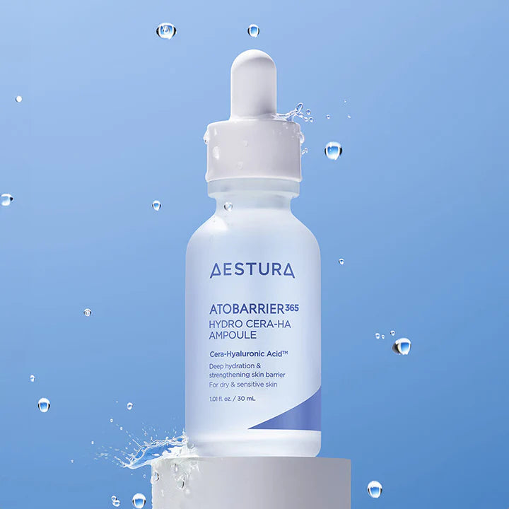 AESTURA Atobarrier365 Hydro Cera Ha Ampoule 30ml - Hydrating Facial Serum for Dry & Sensitive Skin | Korean Skincare for Daily Moisturizing & Skin Barrier Repair | Use for Night Routine & Anti-Aging Care