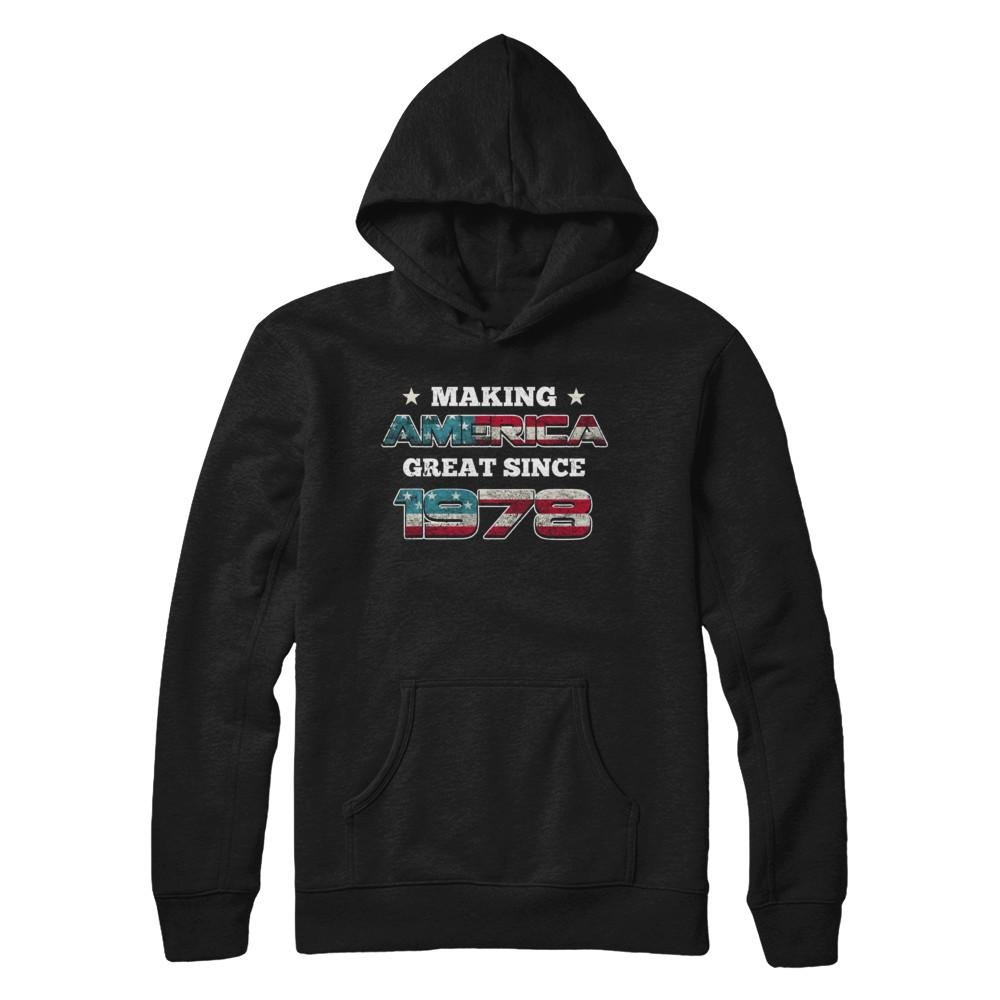 47th Birthday Shirt Hoodie - Vintage Patriotic American Flag Design Since 1978 - Perfect for Independence Day Celebrations & Political Events