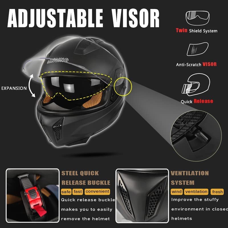 DOT Approved Motocross Helmet - Full Face Motorcycle Helmet with Clear Visor for Dirt Bike, Downhill & Off-Road Mountain Biking - Perfect for Racing, Trail Riding & Extreme Sports