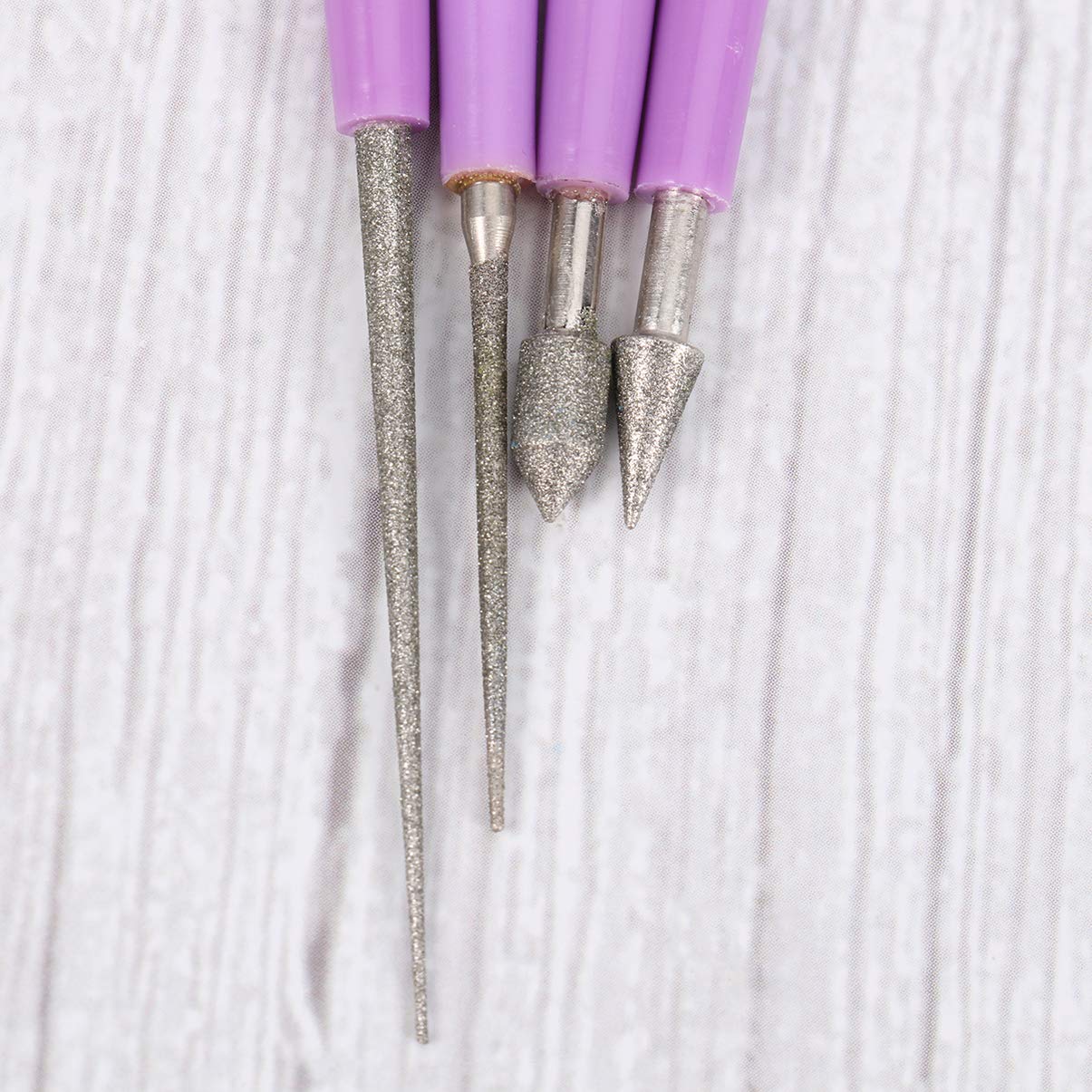 SUPVOX 4-Piece Diamond Needle File Set - Flat Diamond Grit File, Polishing & Sharpening Tools for Jewelry, Beading, and Metalworking - Perfect for Enlarging Holes, Smoothing Edges, and Detailed Crafting