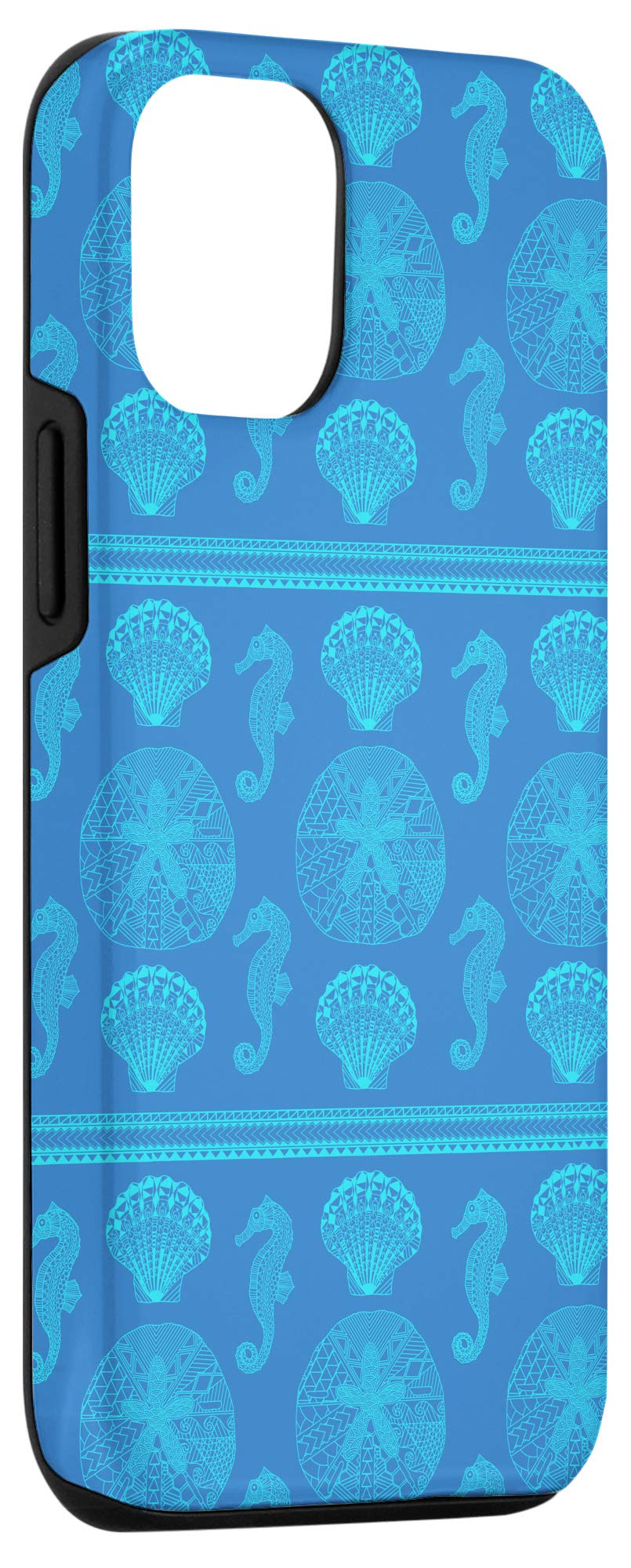 iPhone 12/12 Pro Case - Tribal Seashells & Seahorses Design, Slim Protective Cover for iPhone 12/12 Pro - Perfect for Beach Vacations, Summer Outings & Coastal Lifestyle